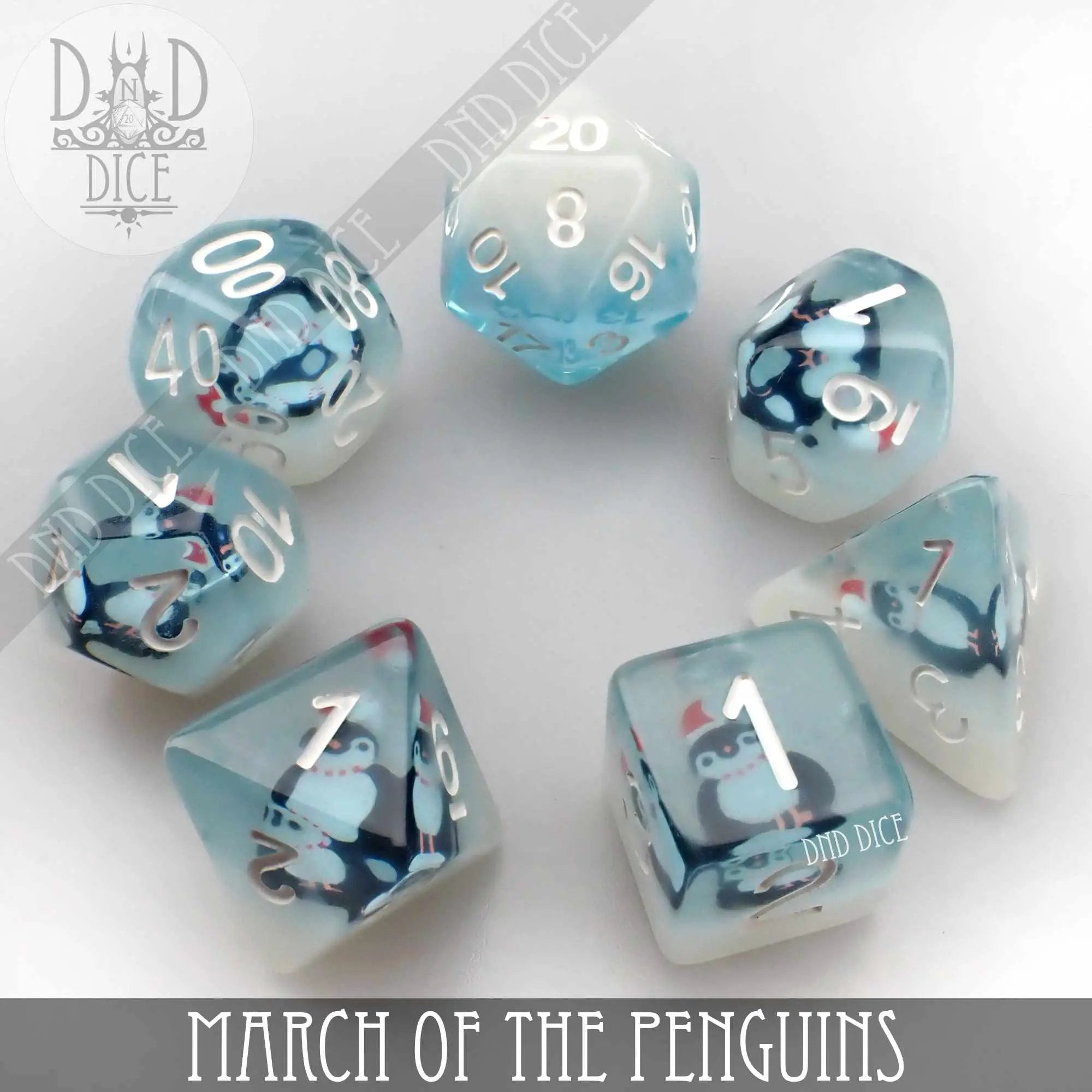 March of the Penguins Dice Set by DNDDICE.COM