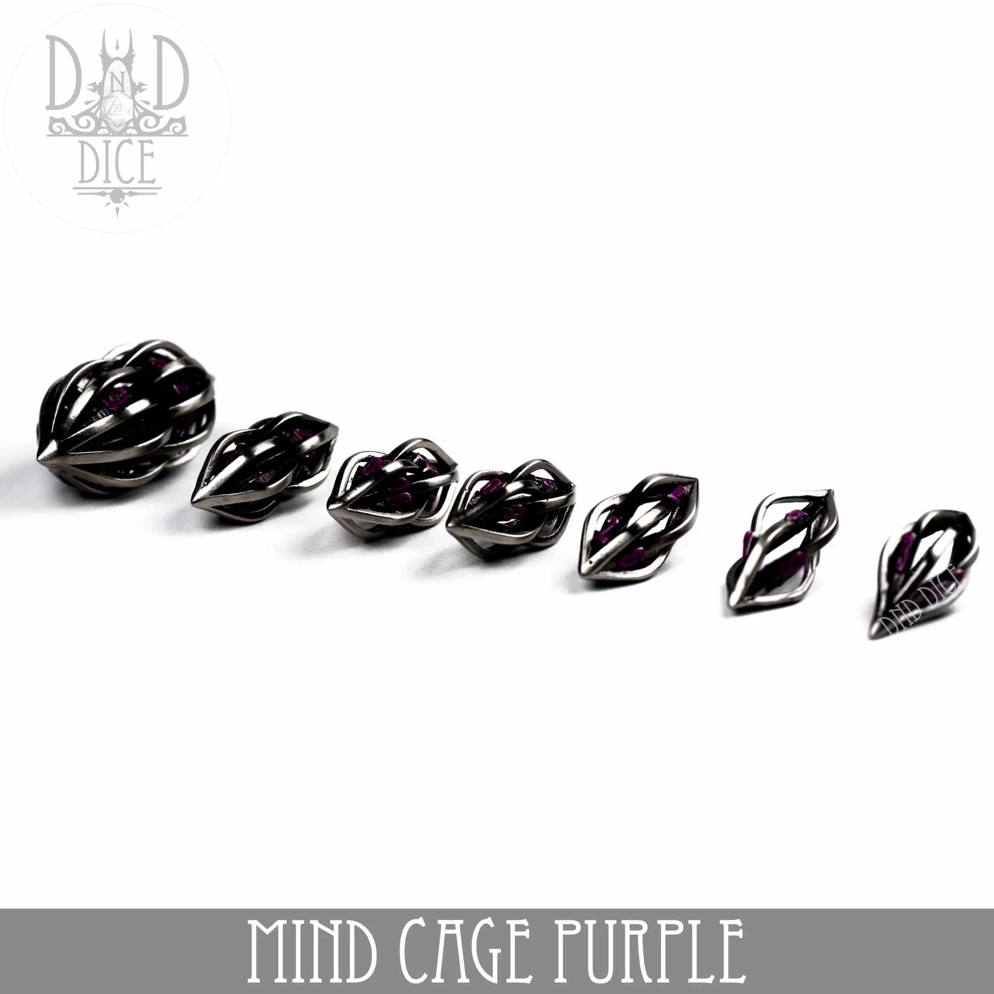 Mind Cage Purple - Metal Dice Set (Gift Box) by DNDDICE.COM