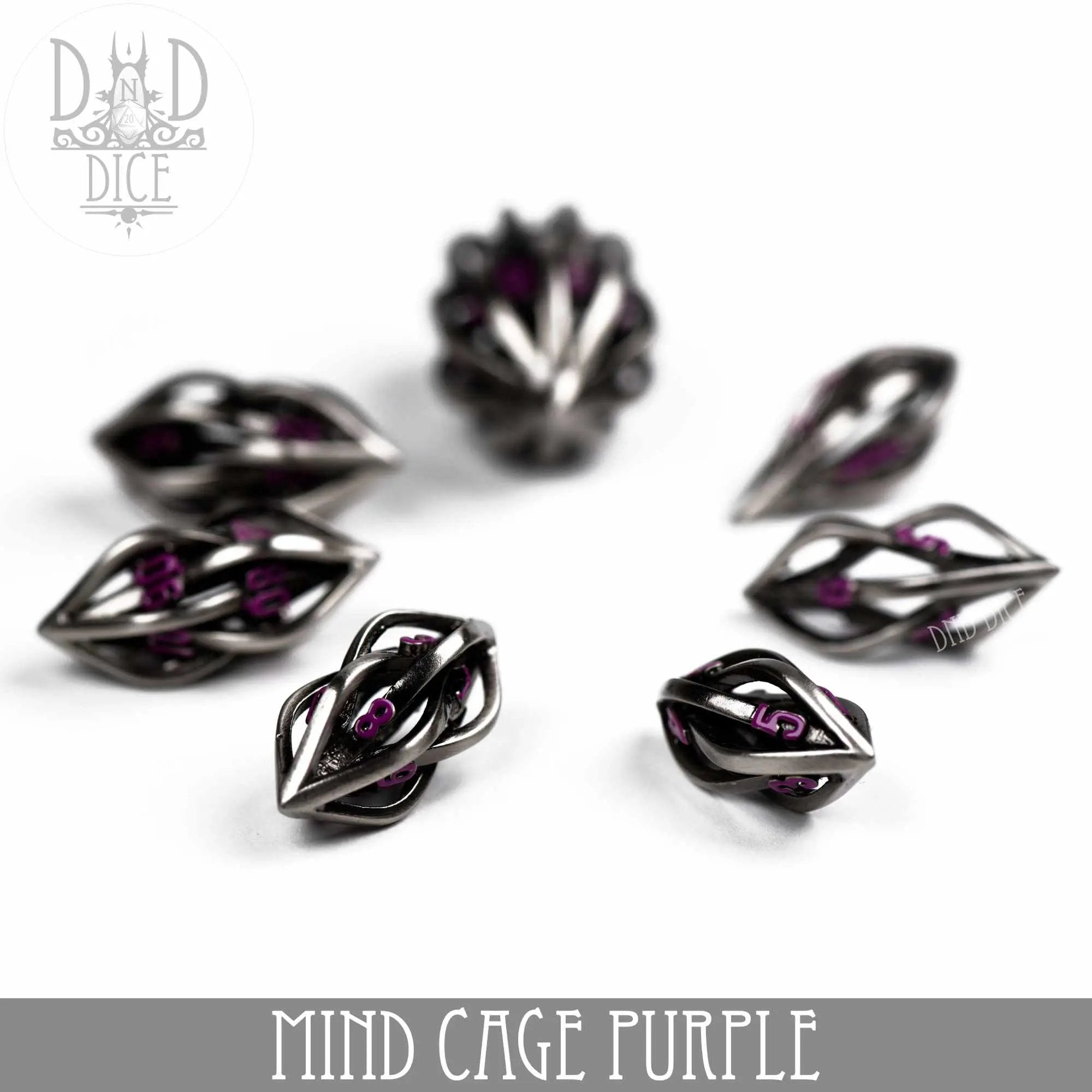 Mind Cage Purple - Metal Dice Set (Gift Box) by DNDDICE.COM