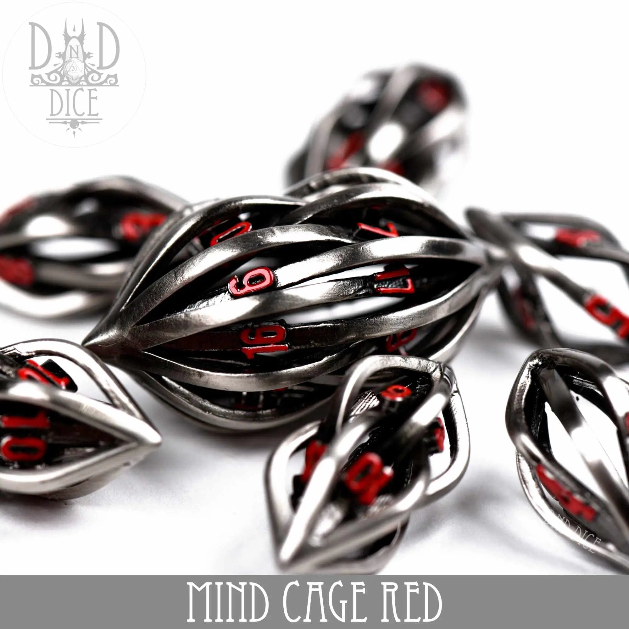 Mind Cage Red - Metal Dice Set (Gift Box) by DNDDICE.COM
