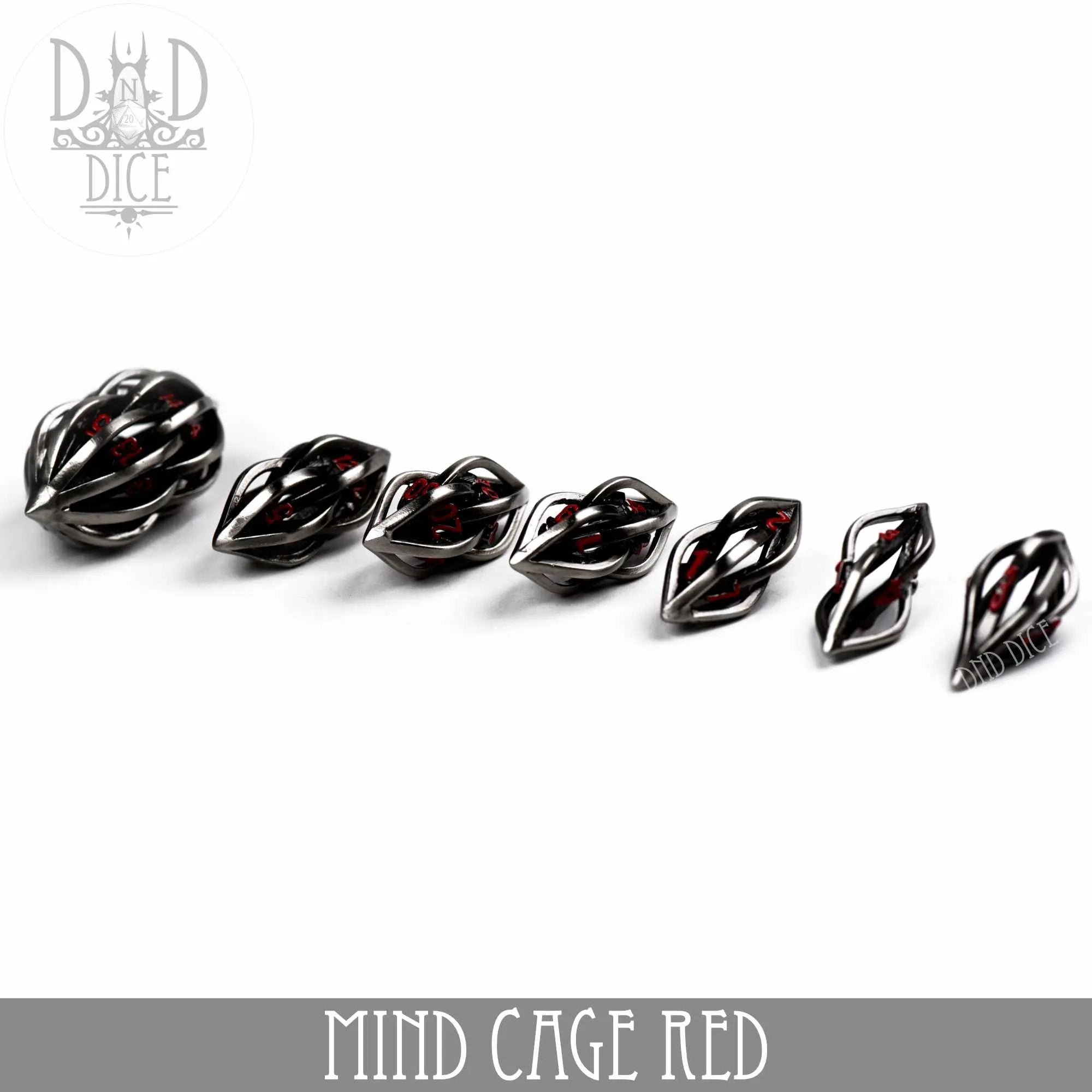 Mind Cage Red - Metal Dice Set (Gift Box) by DNDDICE.COM