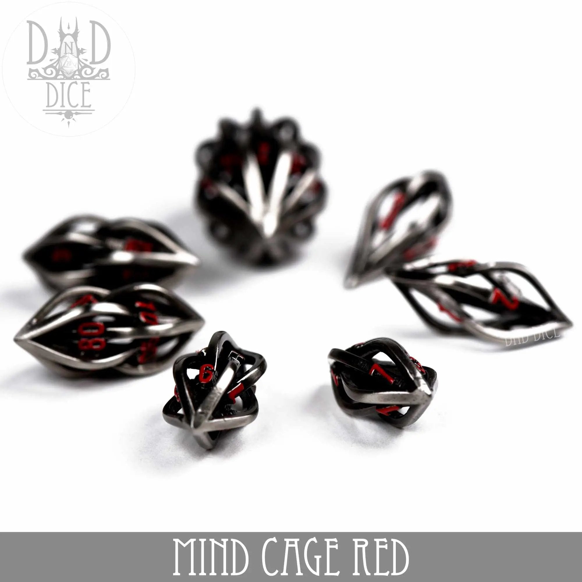 Mind Cage Red - Metal Dice Set (Gift Box) by DNDDICE.COM