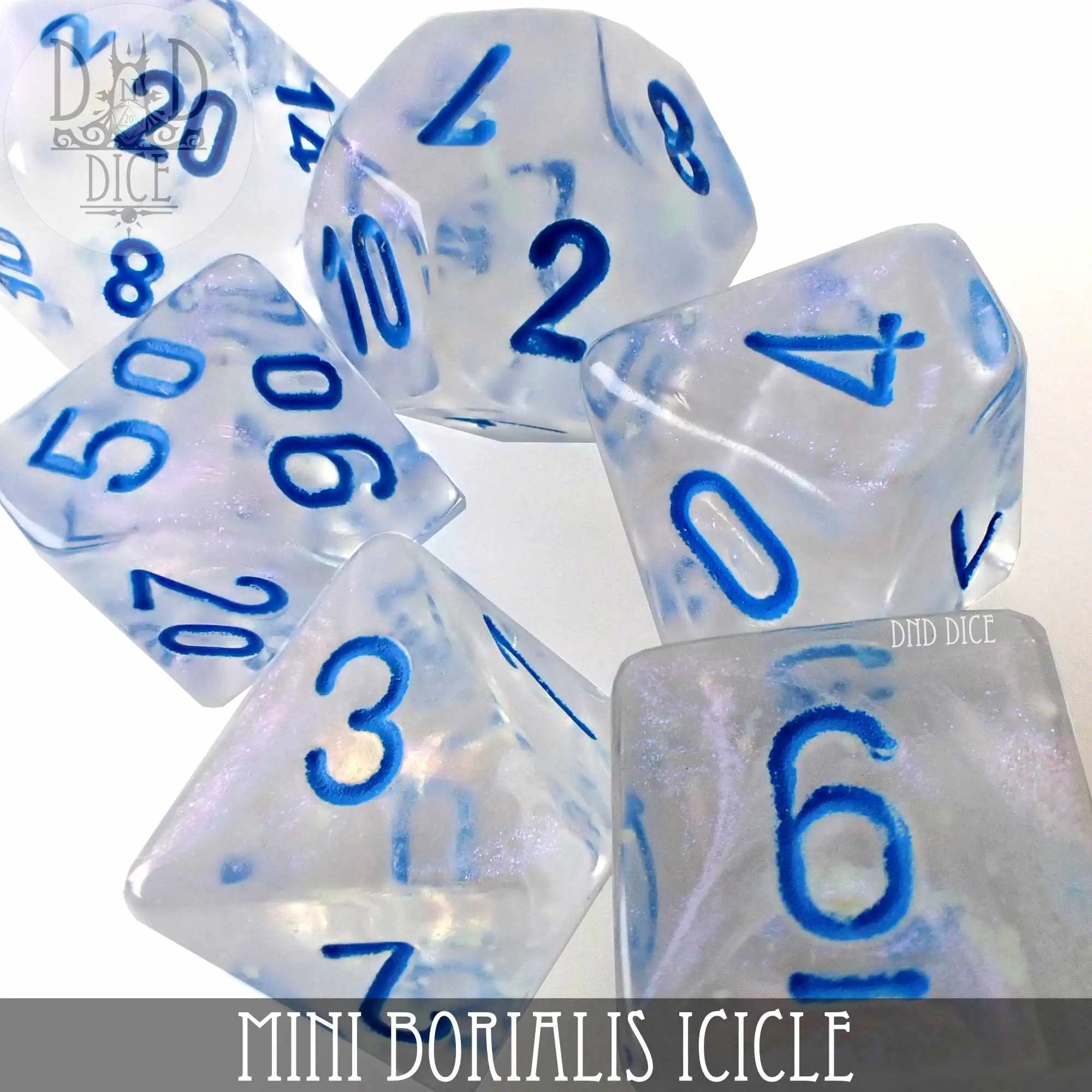 Mini Borialis Icicle Dice Set (10mm) by DNDDICE.COM