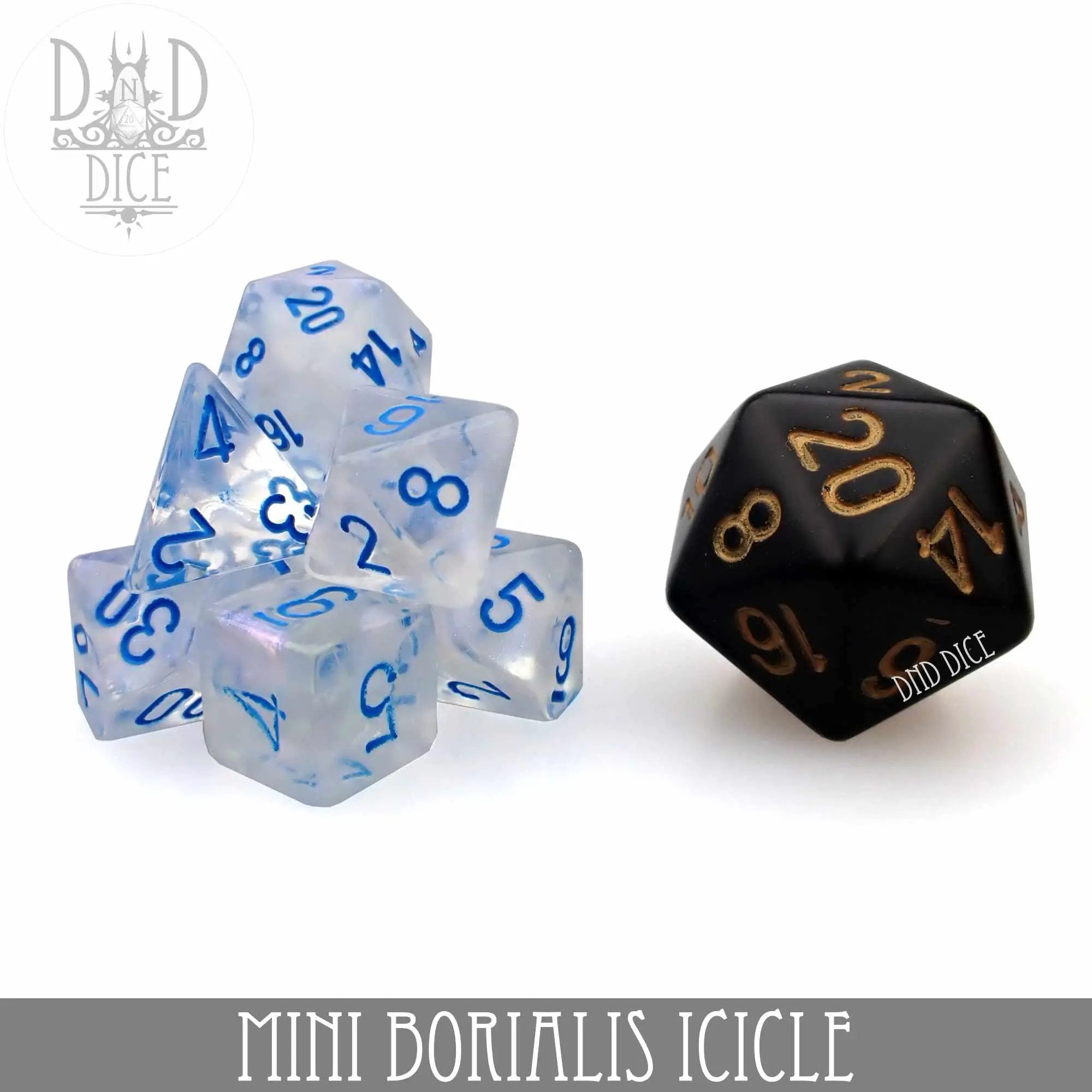 Mini Borialis Icicle Dice Set (10mm) by DNDDICE.COM