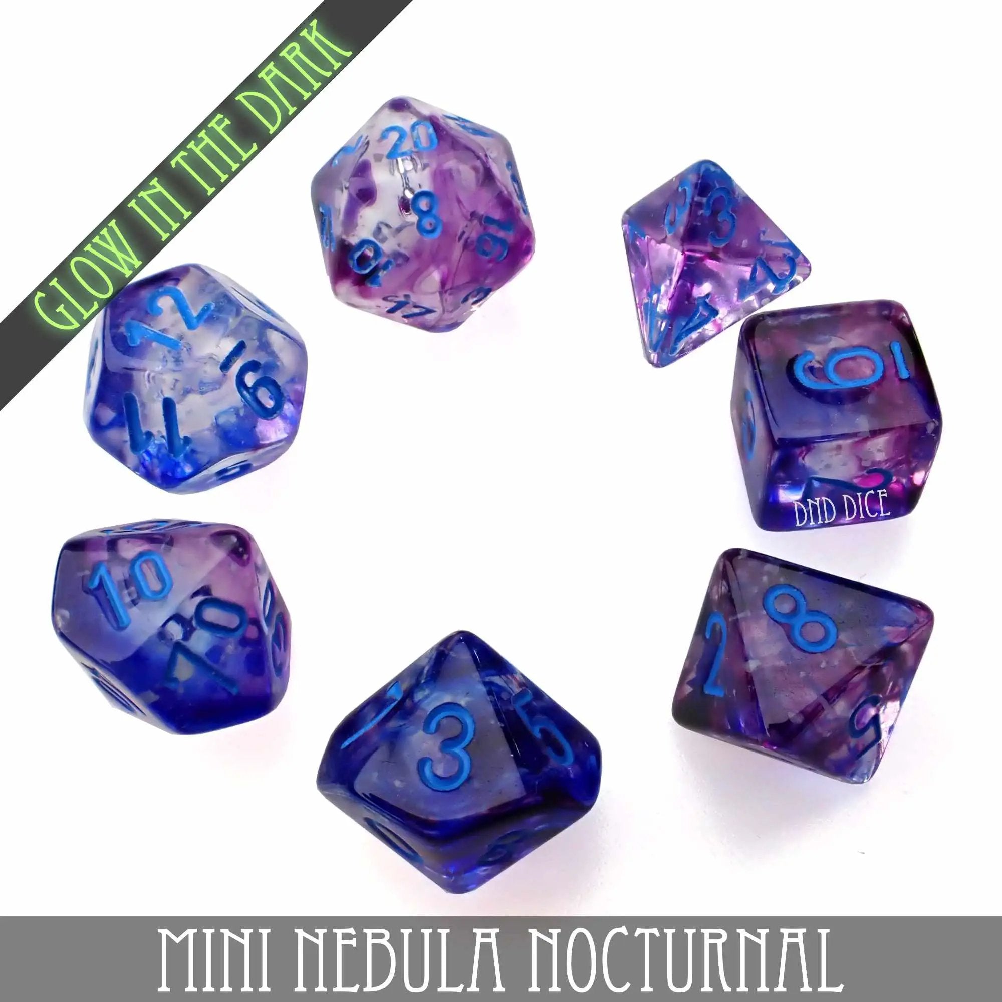 Mini Nebula Nocturnal Dice Set (10mm) by DNDDICE.COM