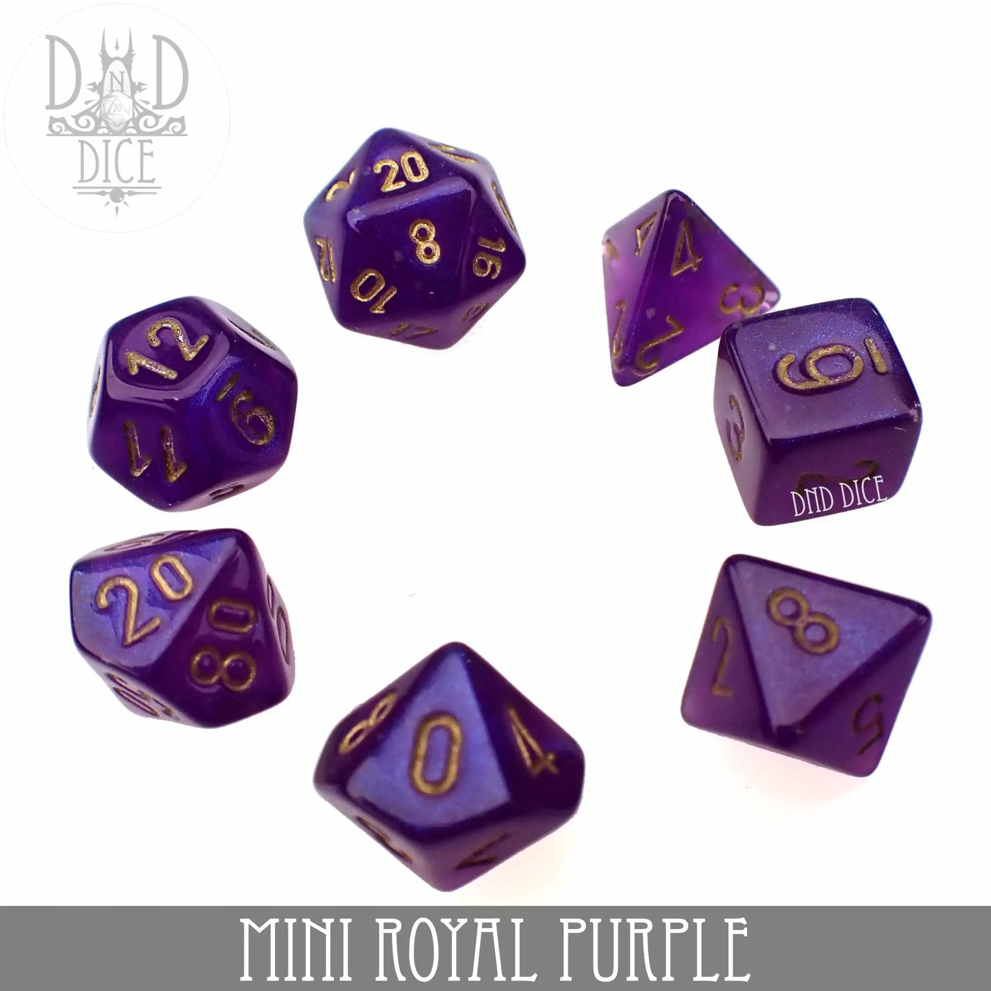 Mini Royal Purple Dice Set (10mm) by DNDDICE.COM