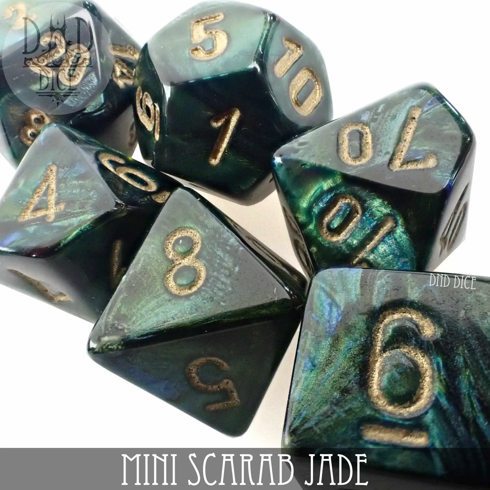 Mini Scarab Jade Dice Set (10mm) by DNDDICE.COM