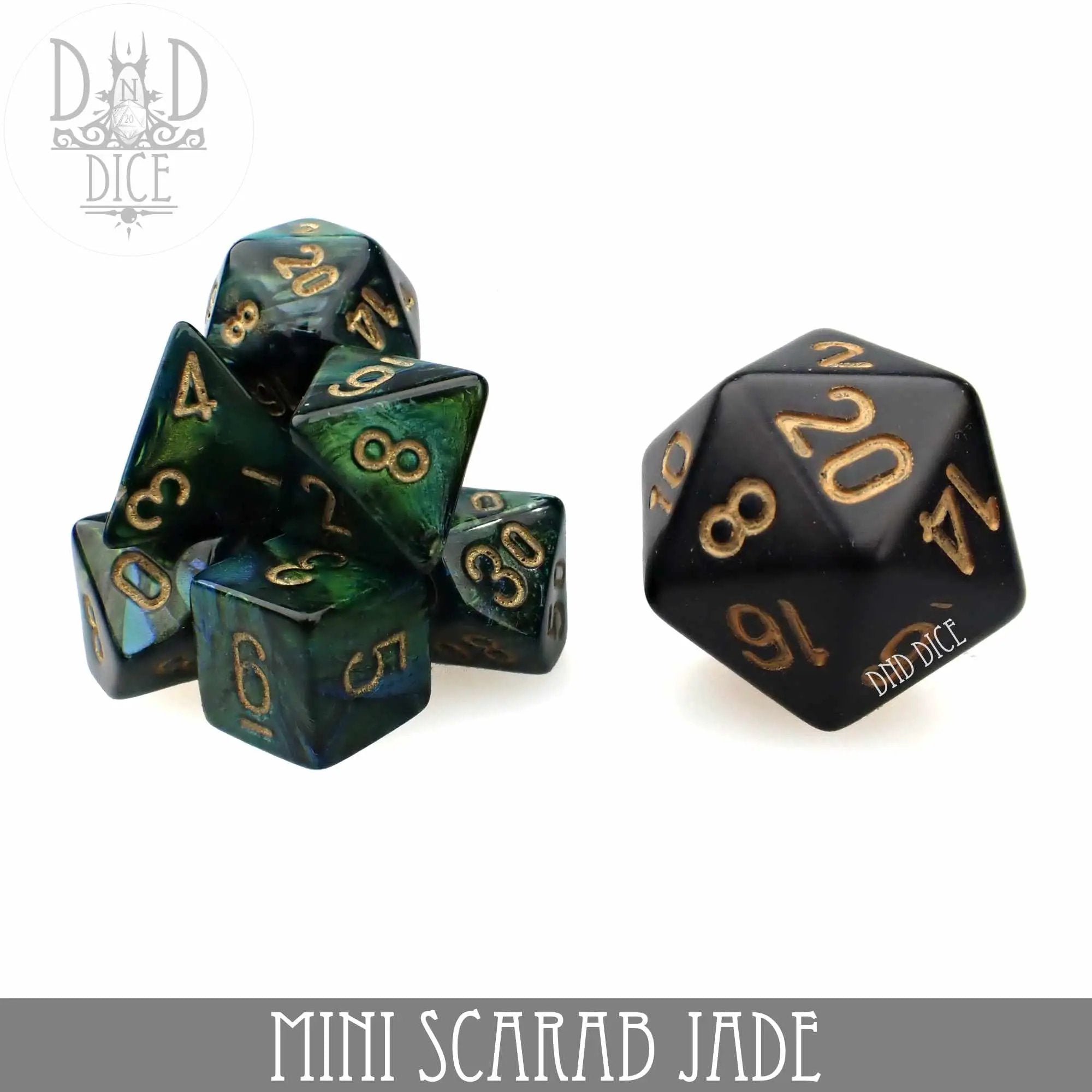 Mini Scarab Jade Dice Set (10mm) by DNDDICE.COM