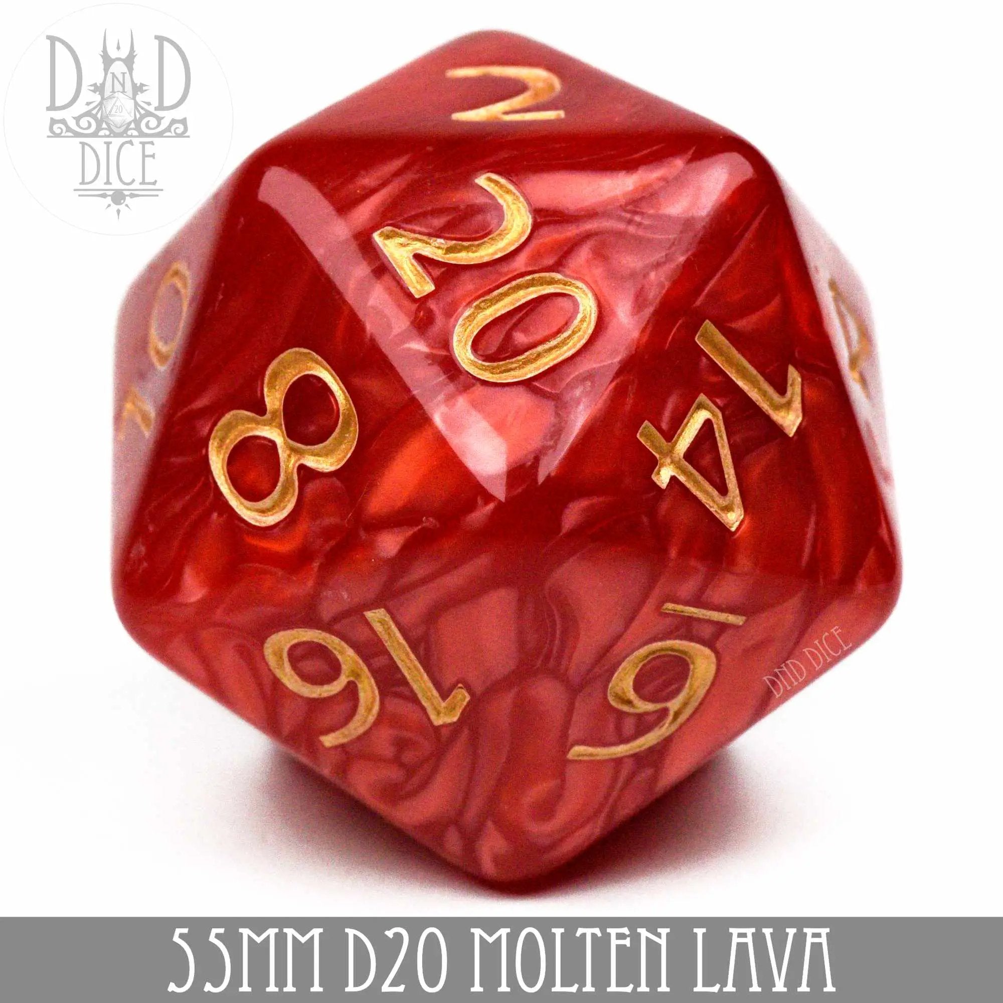 55mm D20 - Molten Lava by DNDDICE.COM