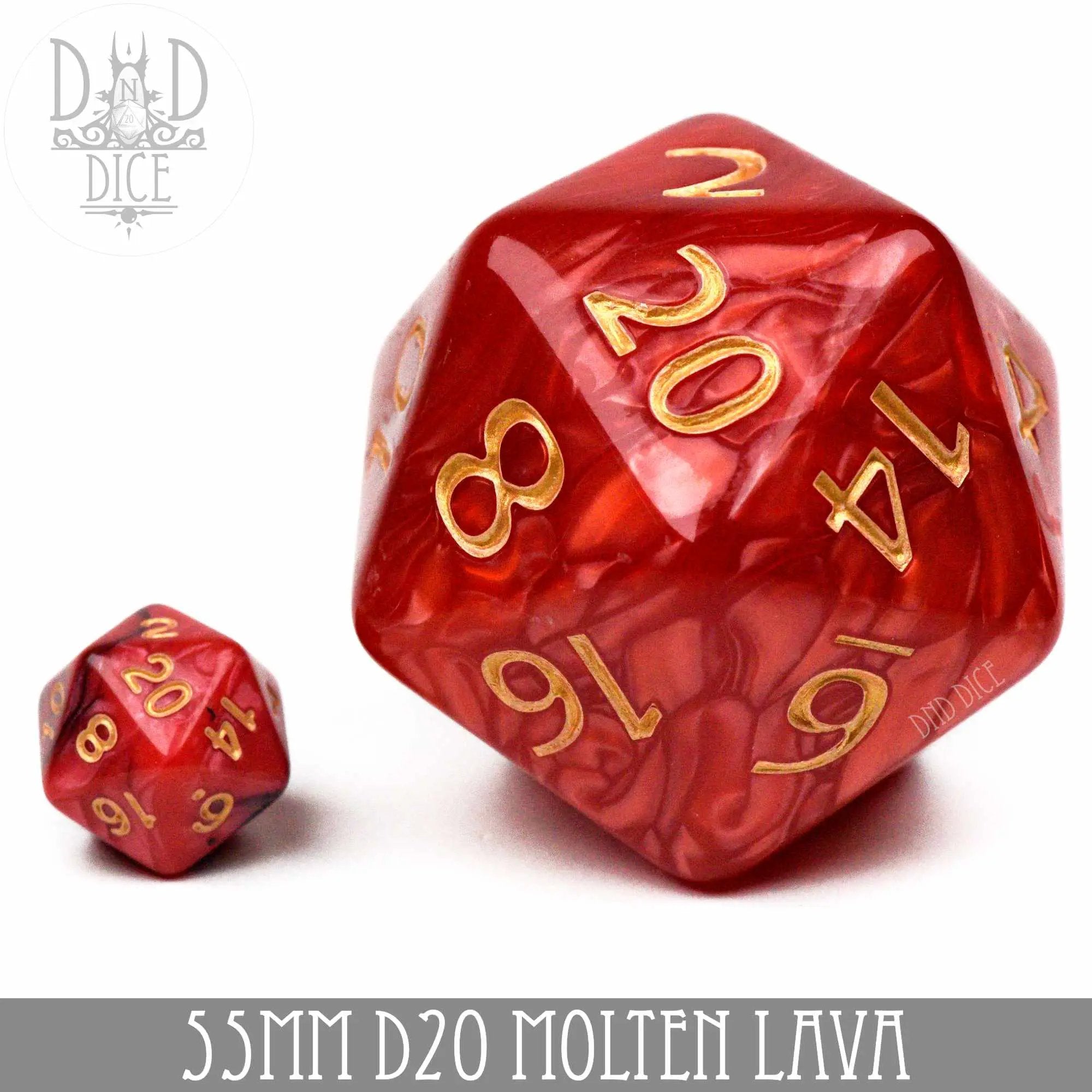 55mm D20 - Molten Lava by DNDDICE.COM