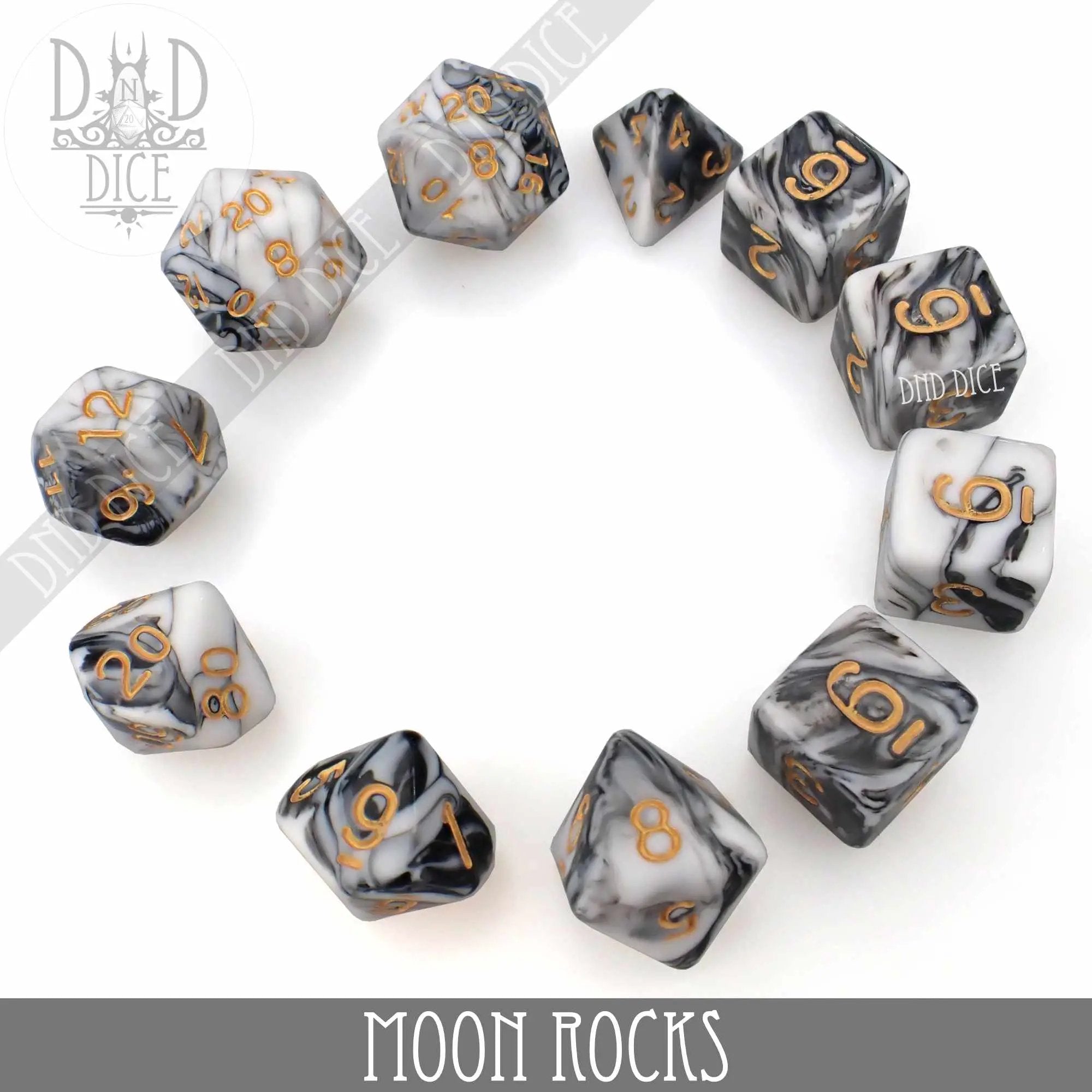 Moon Rocks 7 or 11 Dice Set by DNDDICE.COM