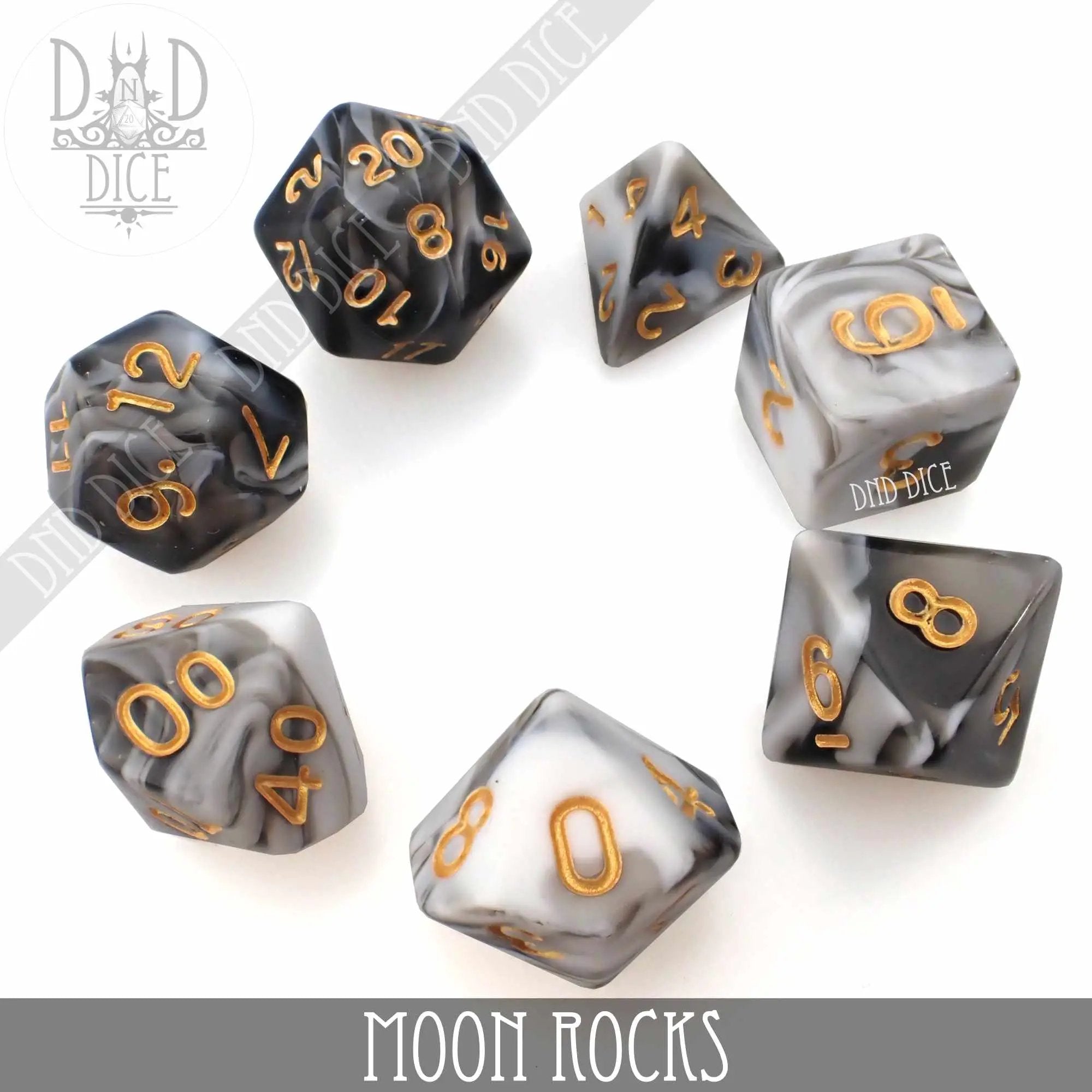 Moon Rocks 7 or 11 Dice Set by DNDDICE.COM