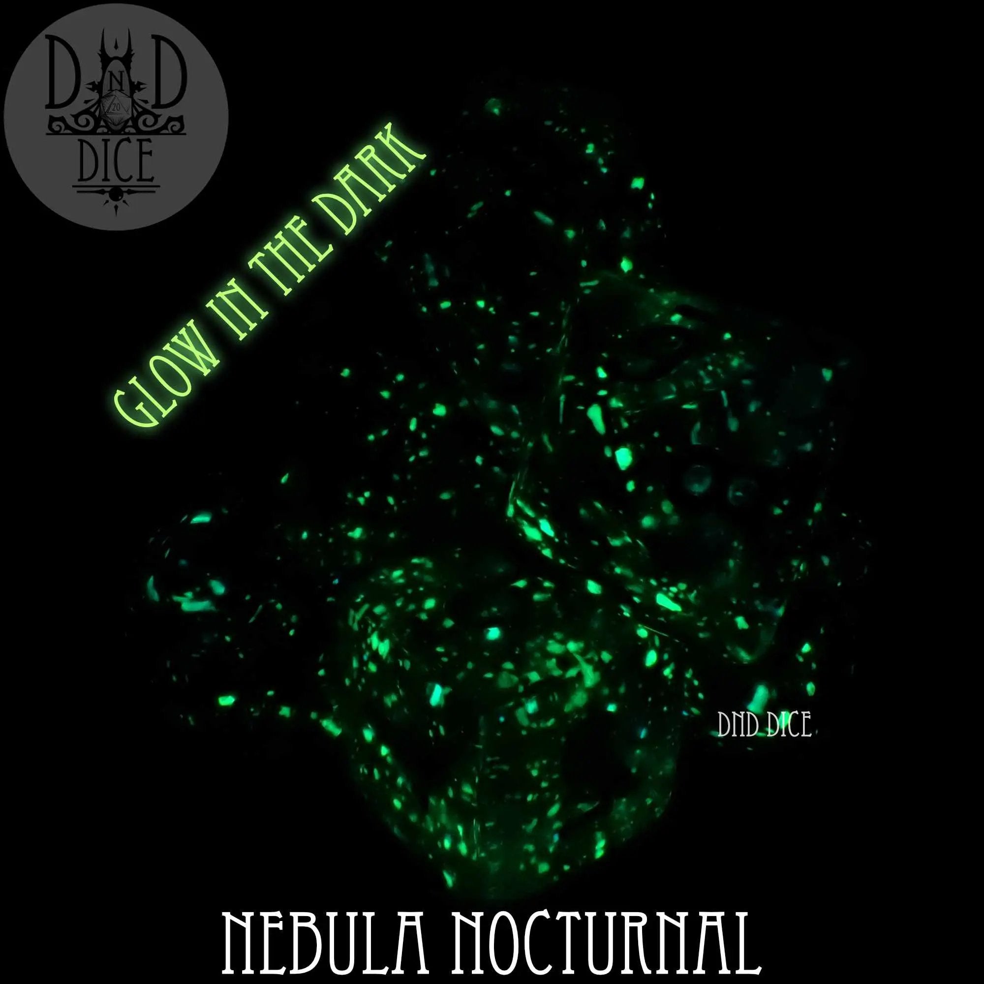 Nebula Nocturnal 7 or 11 Dice Set (Glow) by DNDDICE.COM