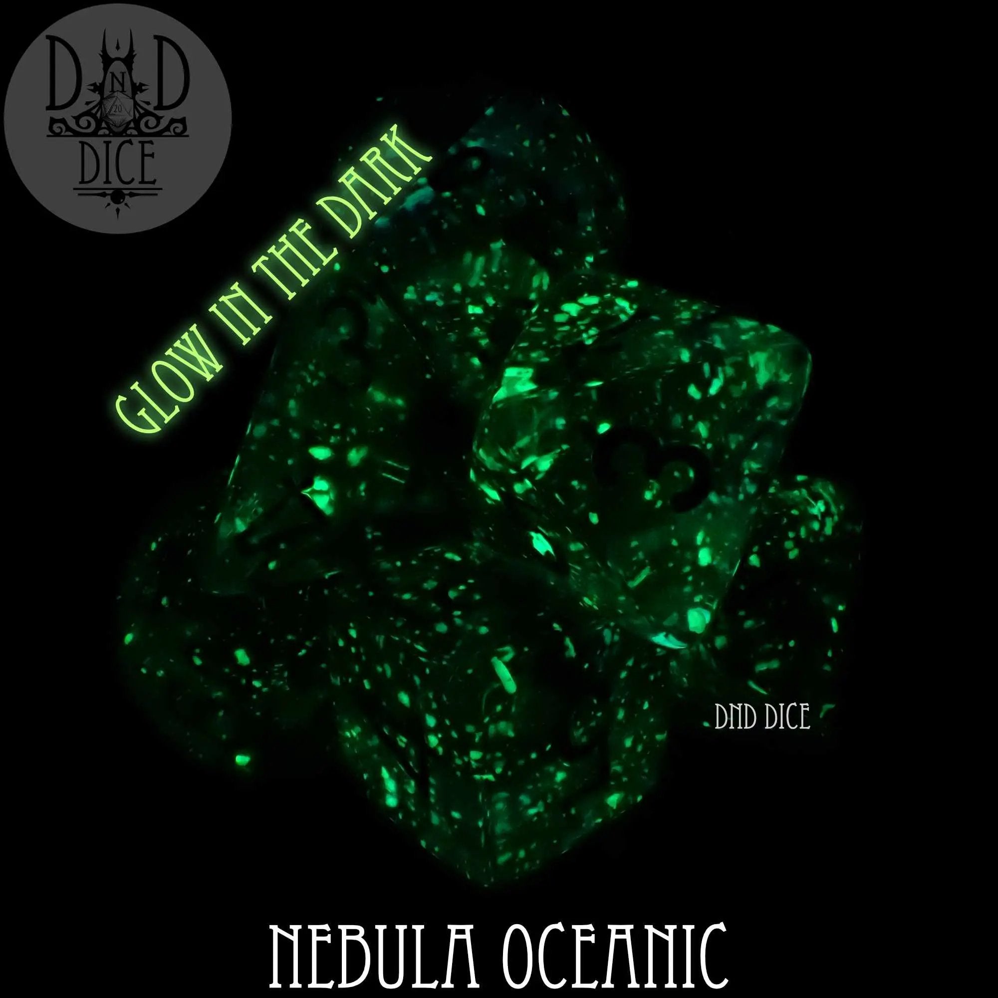 Nebula Oceanic 7 or 11 Dice Set (Glow) by DNDDICE.COM
