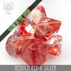 Nebula Red & Silver Dice Set (Glow) by DNDDICE.COM
