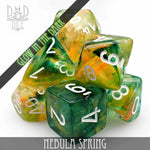 Nebula Spring Dice Set (Glow) by DNDDICE.COM
