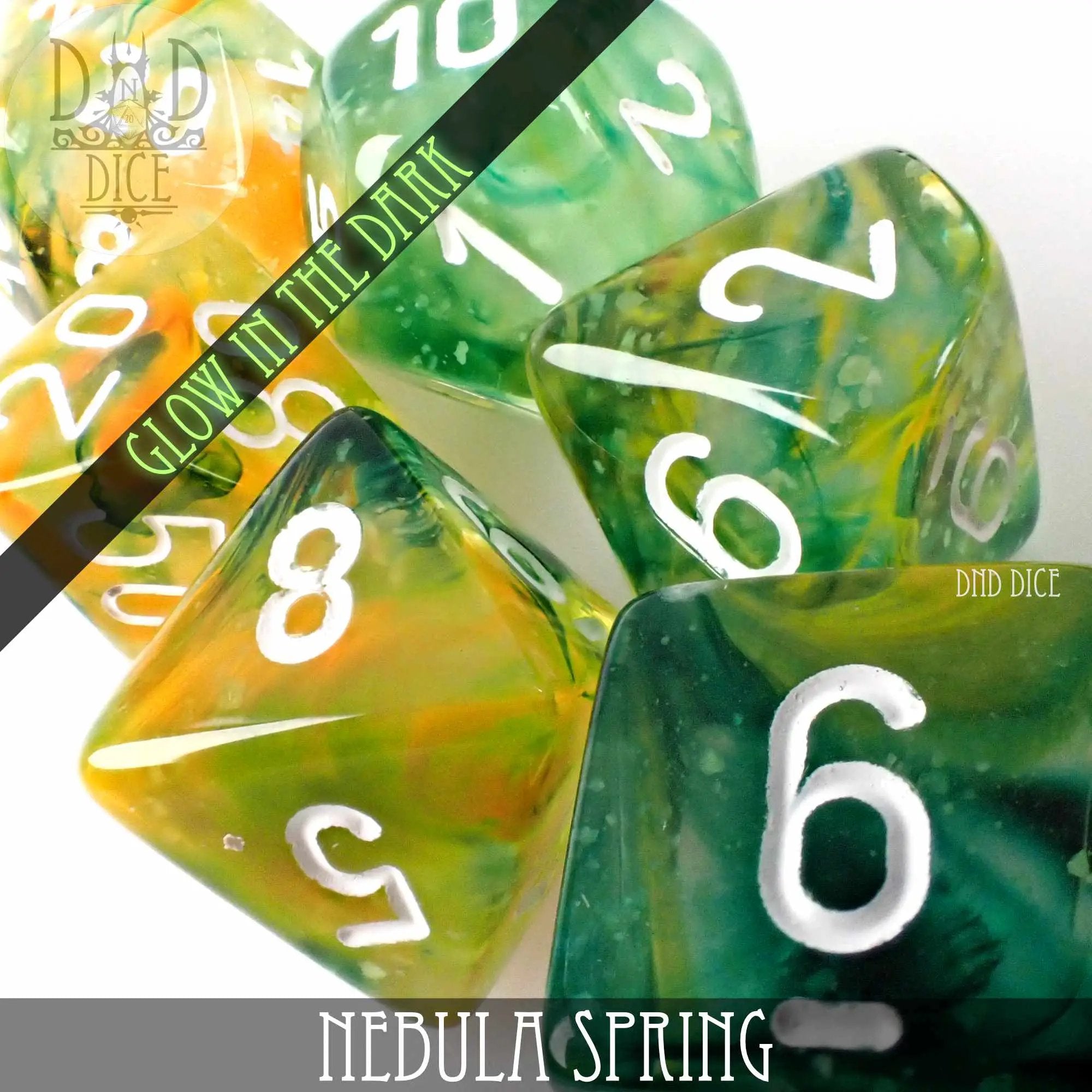 Nebula Spring Dice Set (Glow) by DNDDICE.COM