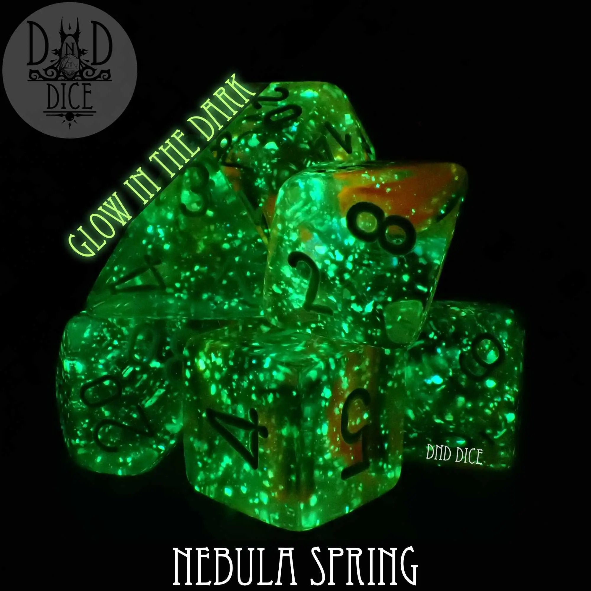 Nebula Spring Dice Set (Glow) by DNDDICE.COM