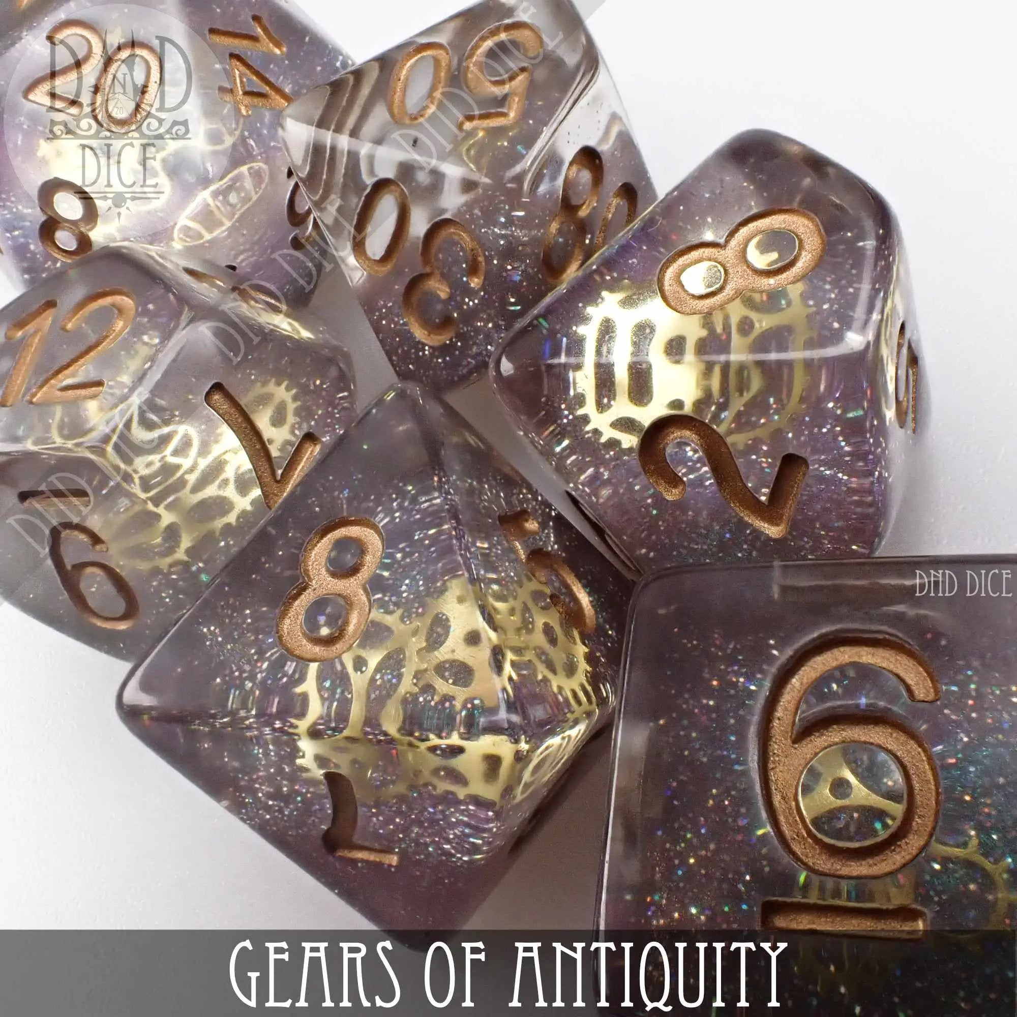 Gears of Antiquity Dice Set by DNDDICE.COM