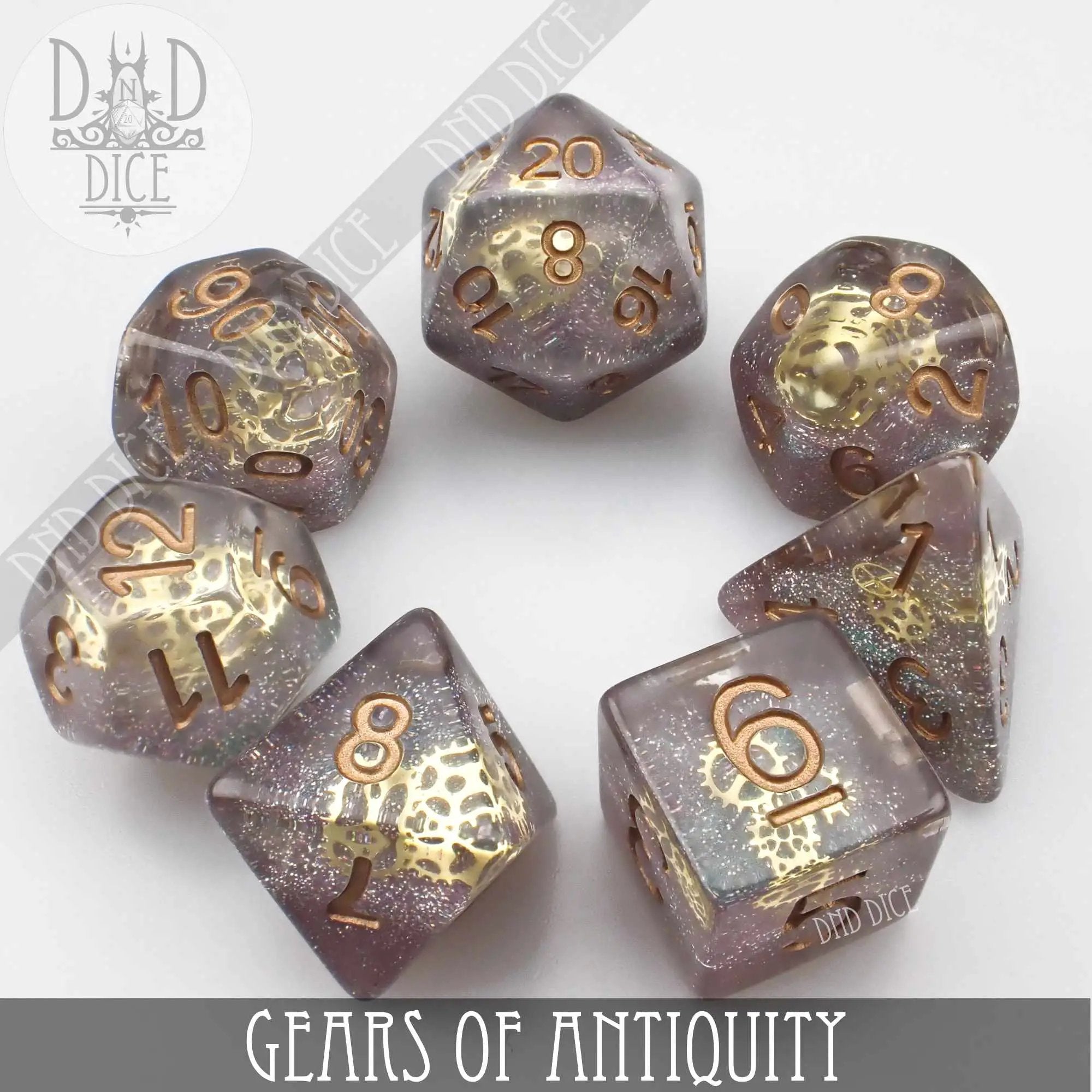 Gears of Antiquity Dice Set by DNDDICE.COM