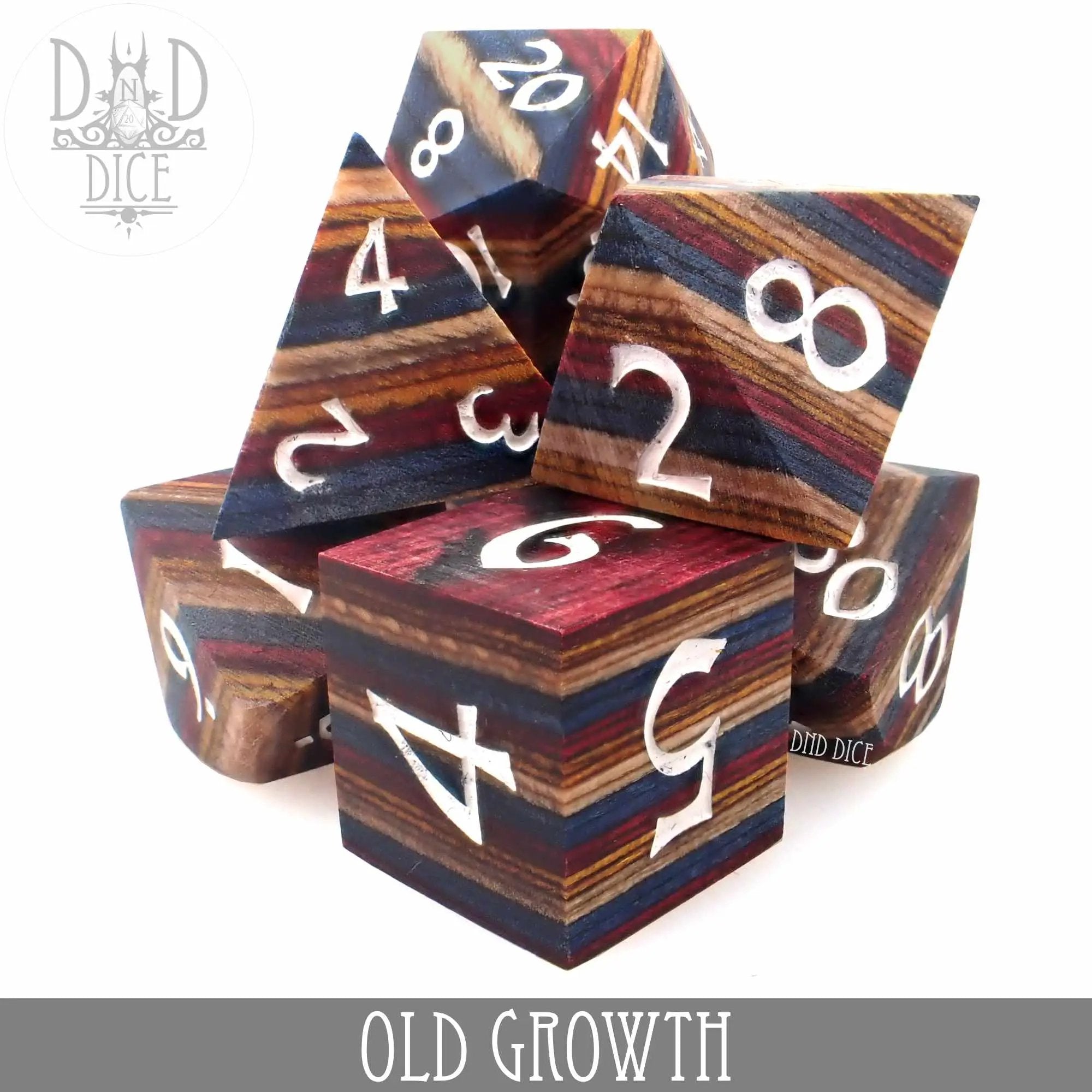 Old Growth Wood Dice Set (Gift Box) by DNDDICE.COM
