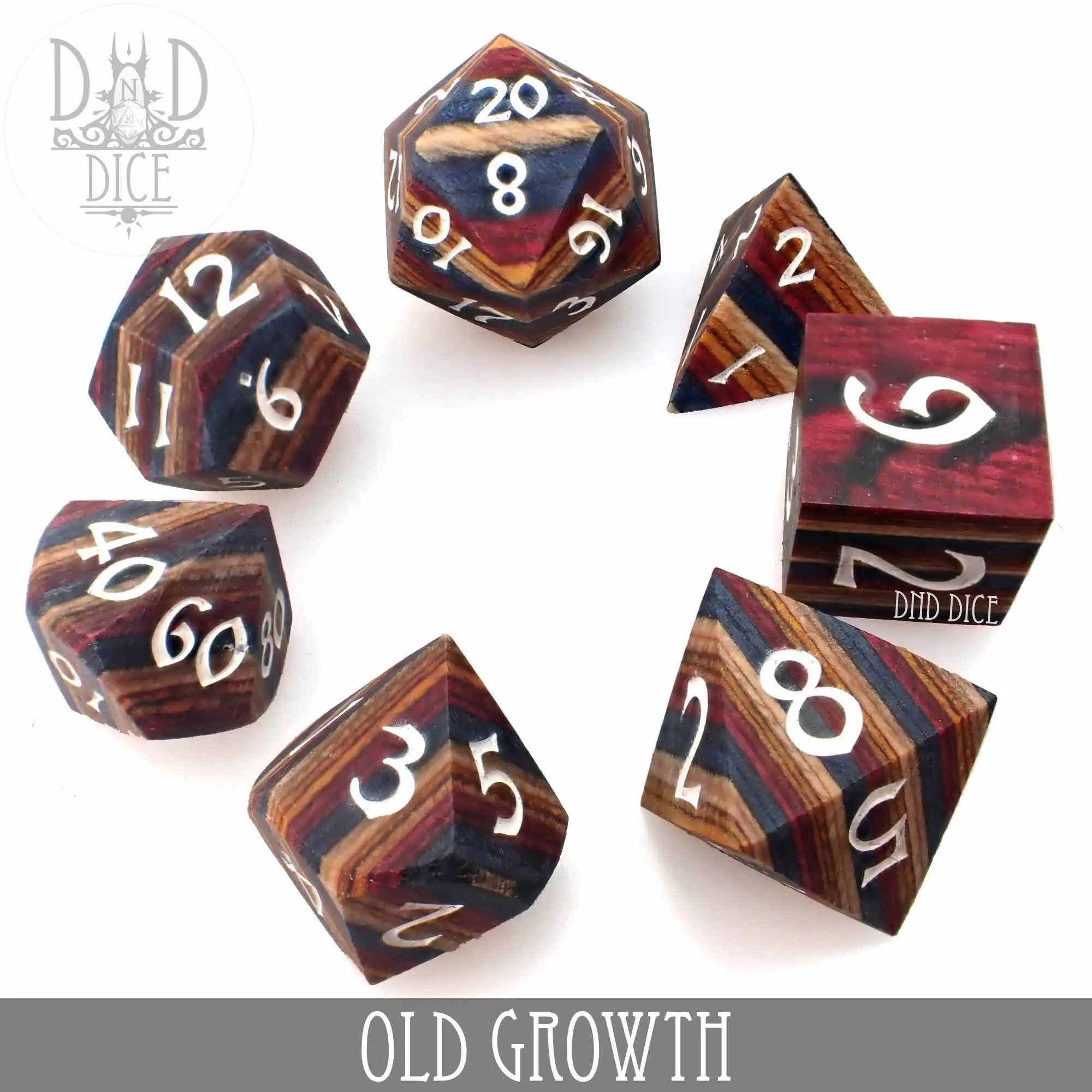 Old Growth Wood Dice Set (Gift Box) by DNDDICE.COM