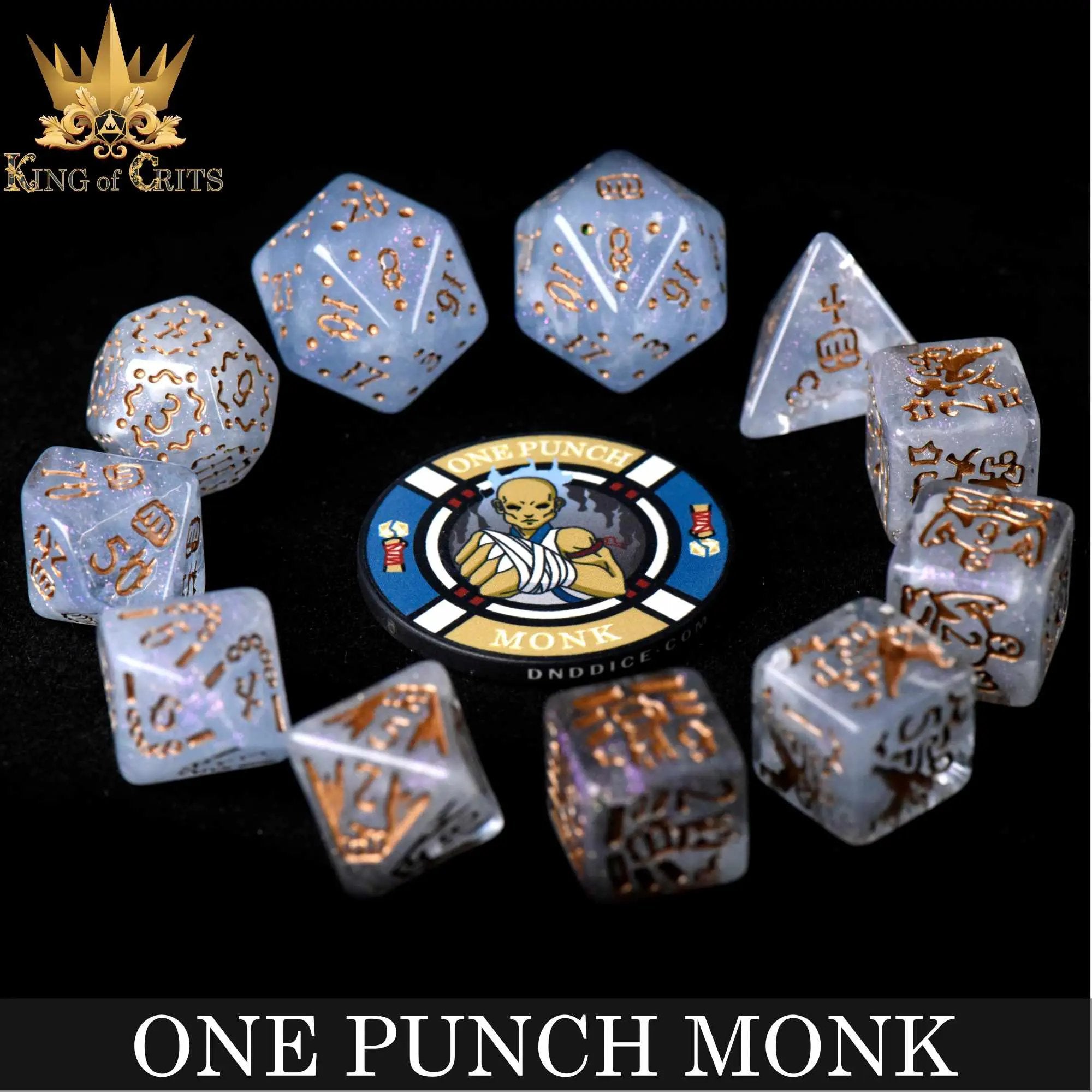 One Punch Monk 11 Dice Set by DNDDICE.COM
