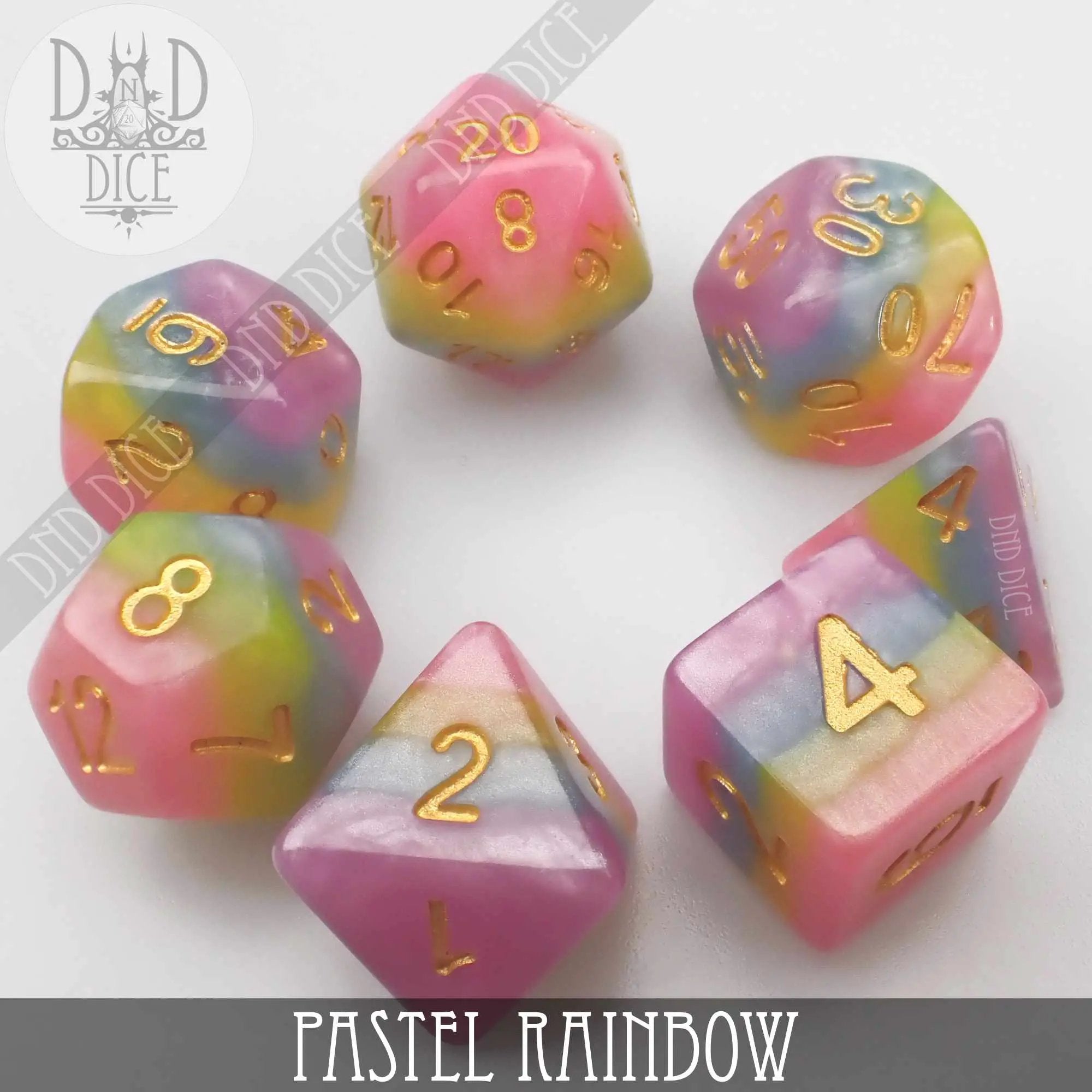 Pastel Rainbow Dice Set by DNDDICE.COM