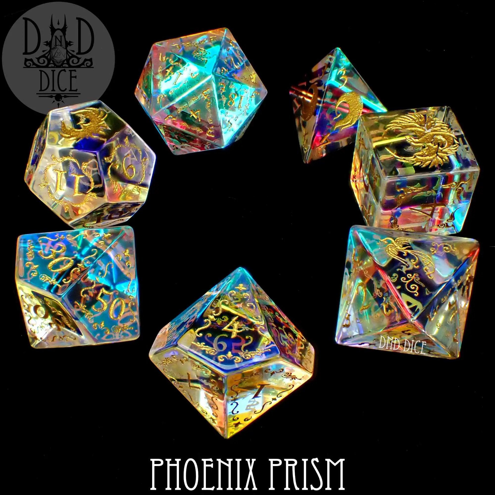 Phoenix Prism Glass Dice Set (Gift Box) by DNDDICE.COM