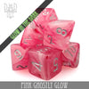 Pink Ghostly Glow Dice Set by DNDDICE.COM