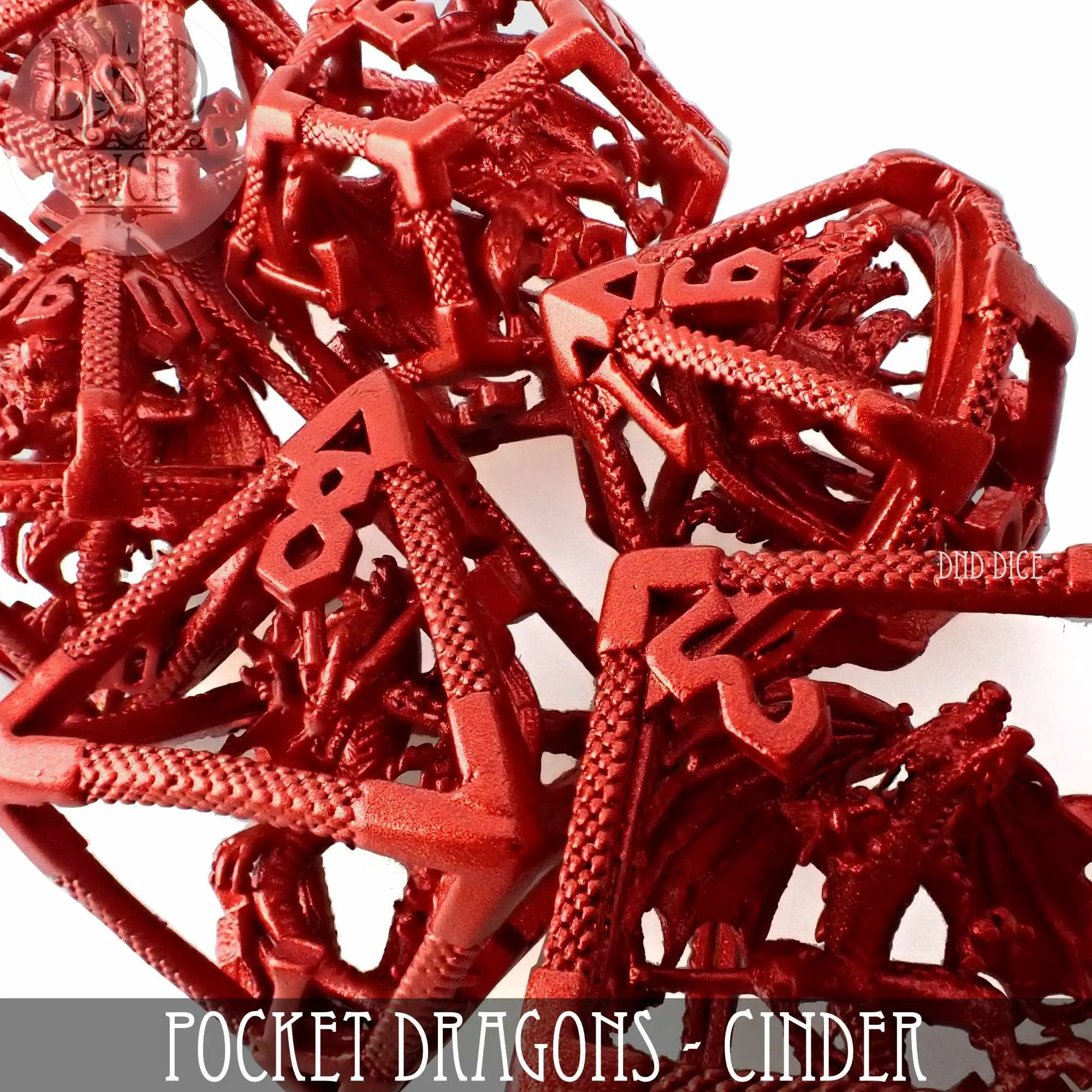 Pocket Dragons Cinder - Metal Dice Set (Gift Box) by DNDDICE.COM