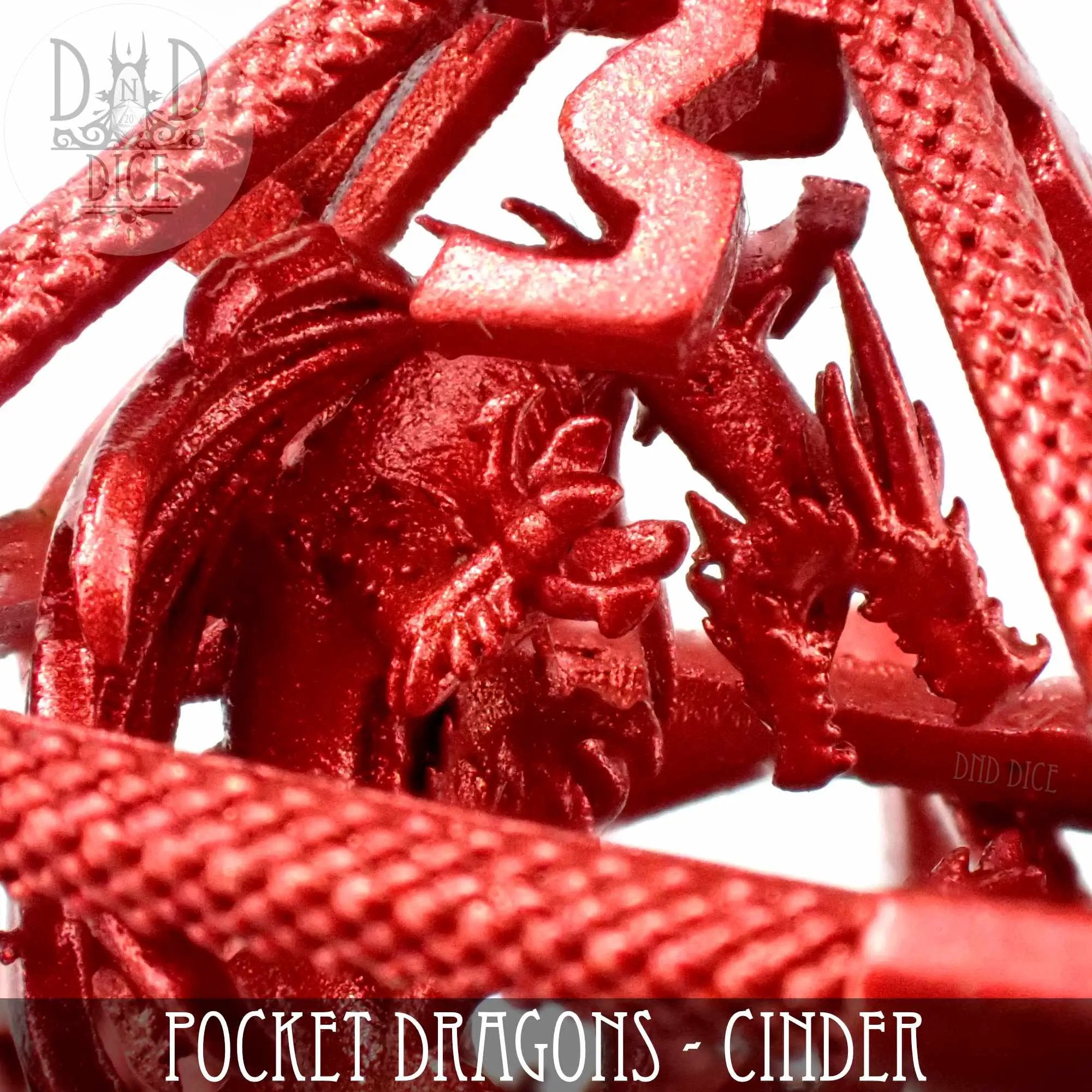 Pocket Dragons Cinder - Metal Dice Set (Gift Box) by DNDDICE.COM