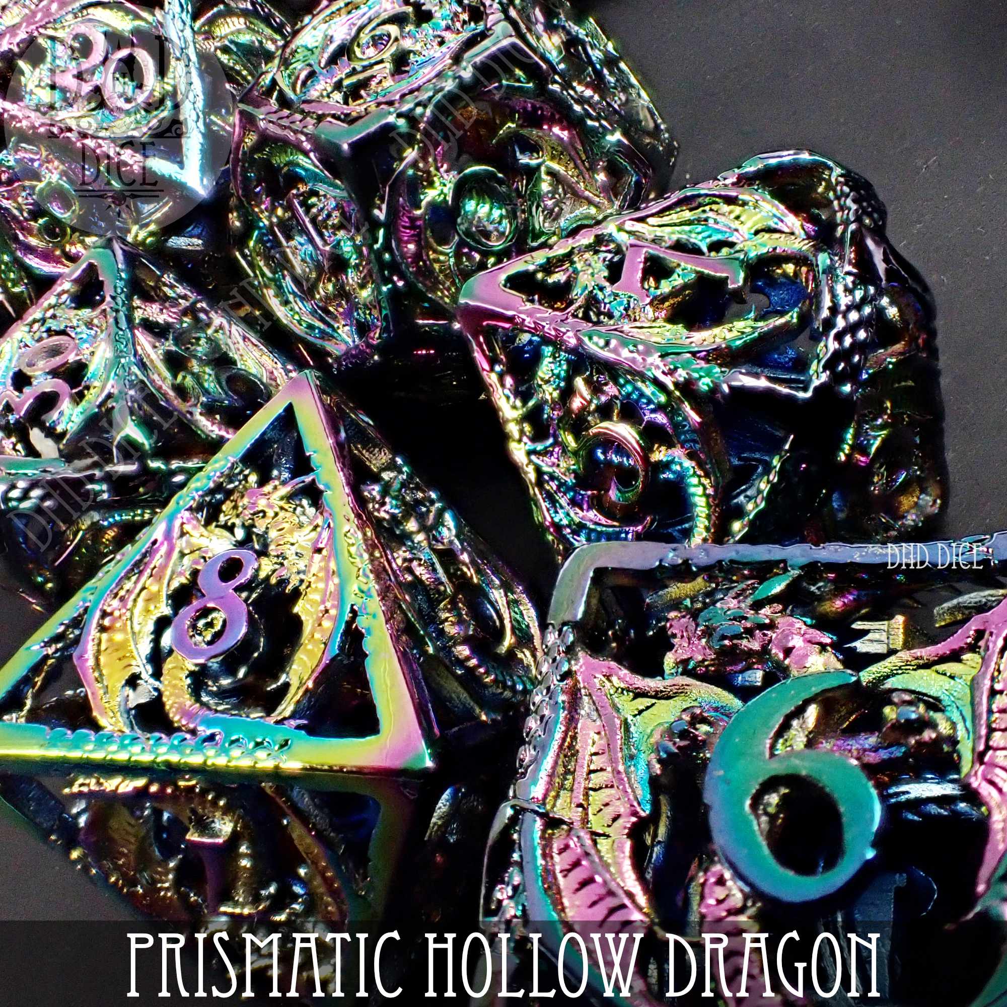 Prismatic Dragon Metal Dice Set (Gift Box) by DNDDICE.COM