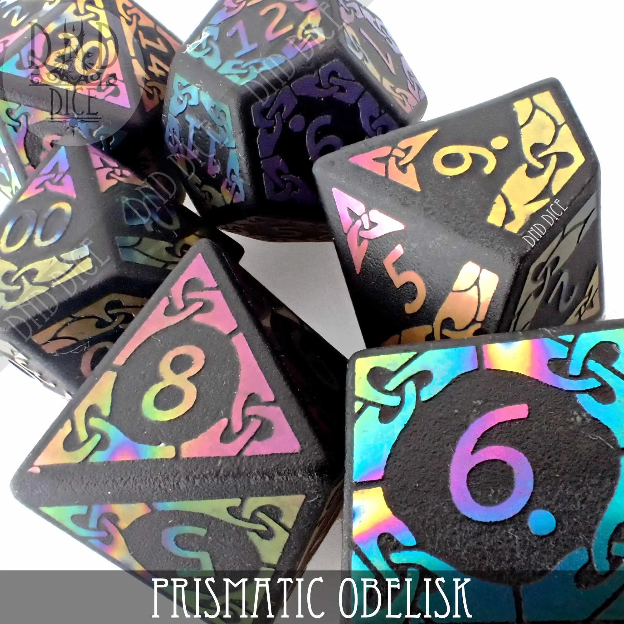 Prismatic Obelisk Obsidian Dice Set (Gift Box) by DNDDICE.COM
