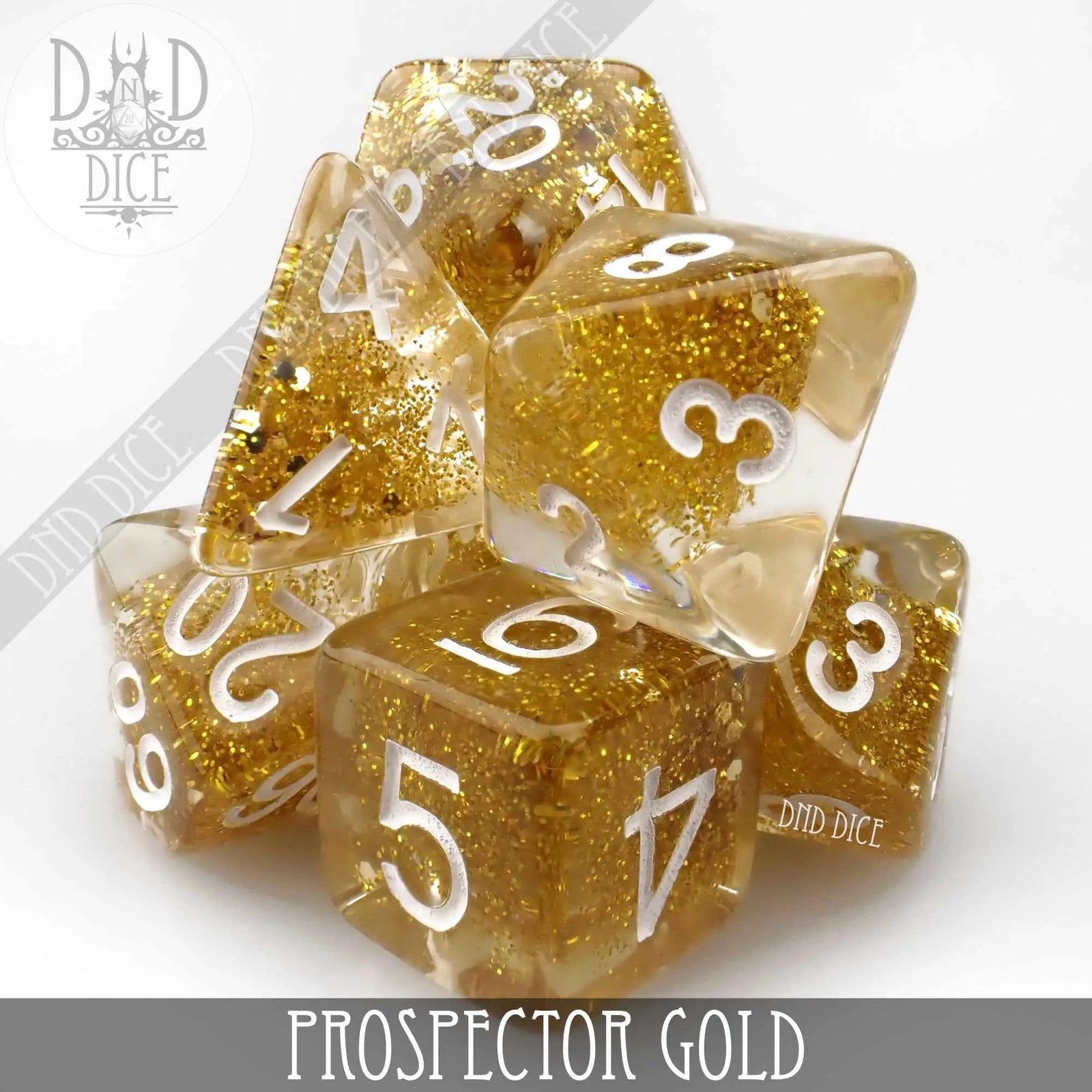 Prospector Gold Dice Set by DNDDICE.COM