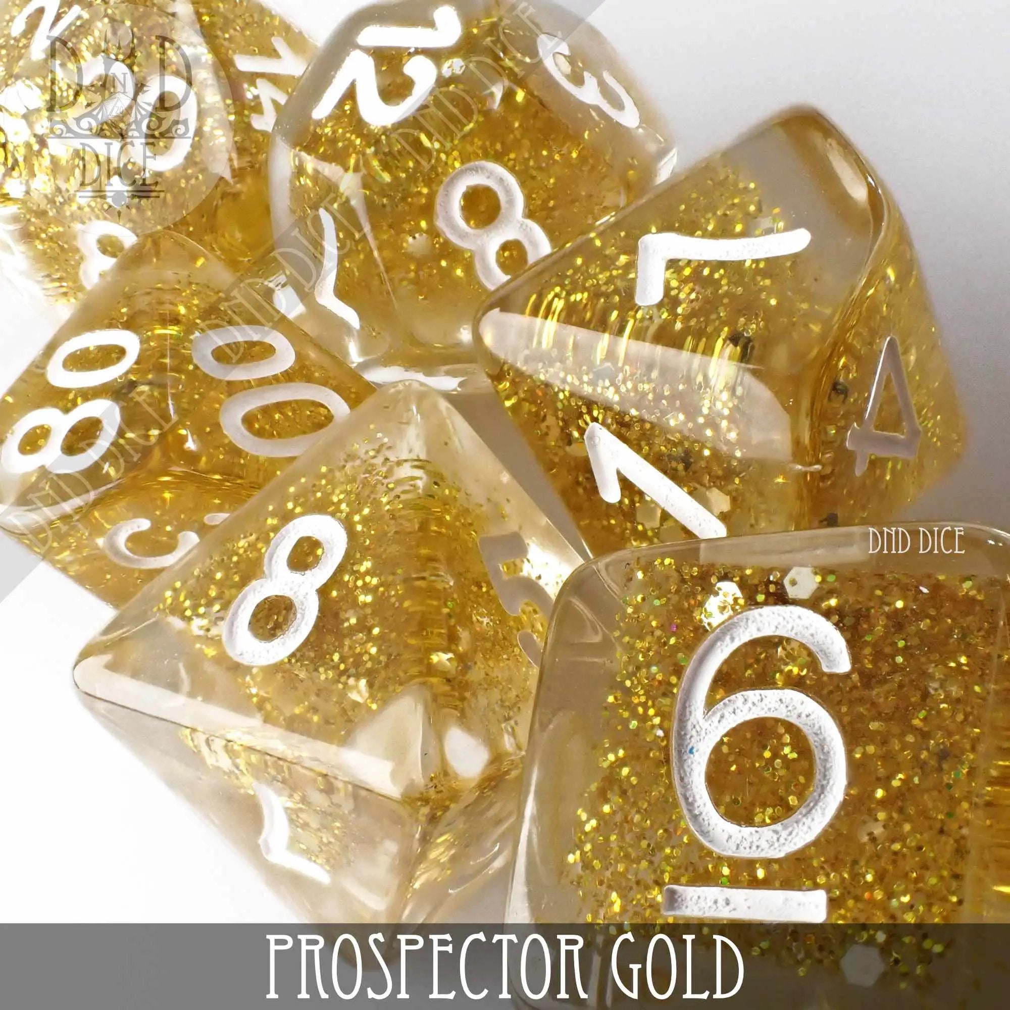 Prospector Gold Dice Set by DNDDICE.COM