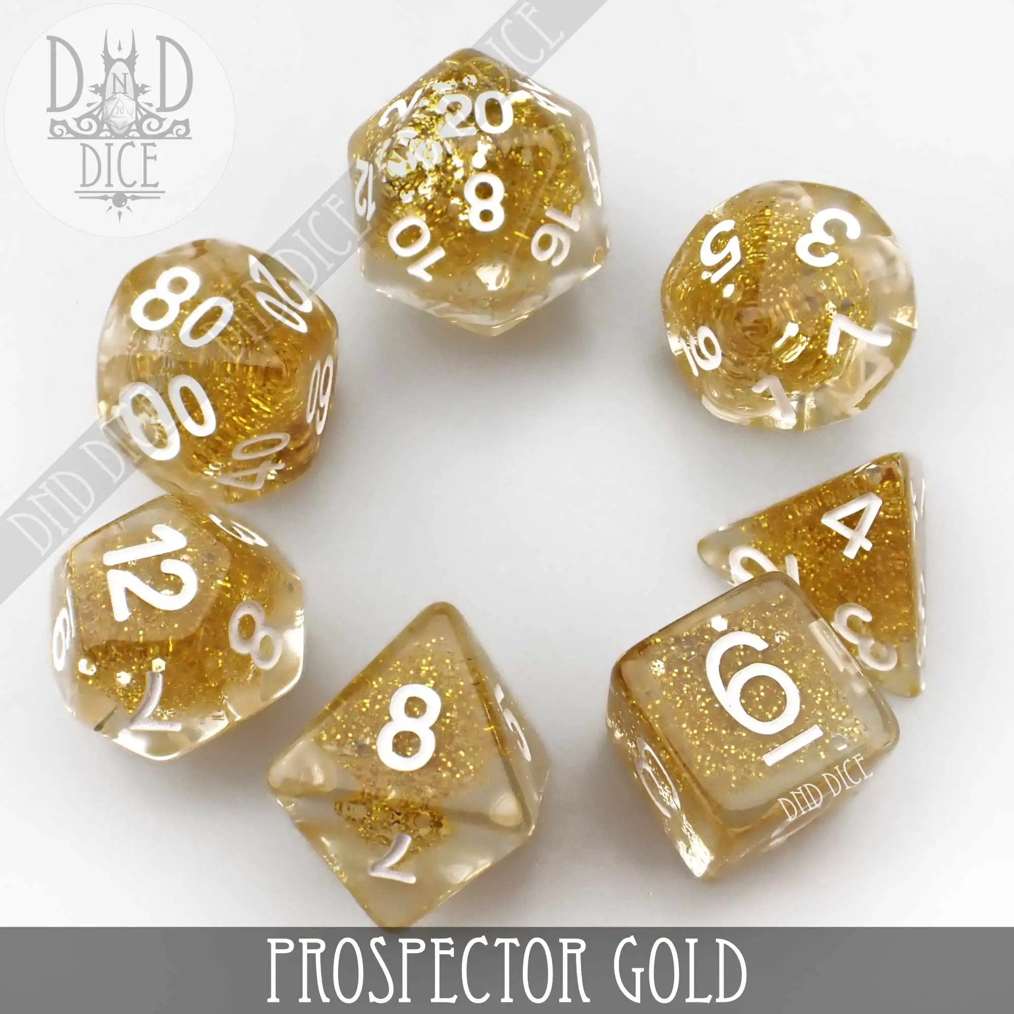 Prospector Gold Dice Set by DNDDICE.COM