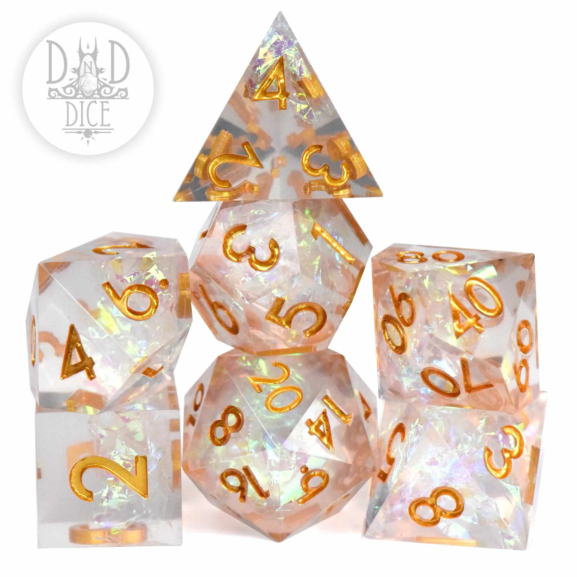 Purifying Light Handmade Dice Set (Color Change) by DNDDICE.COM