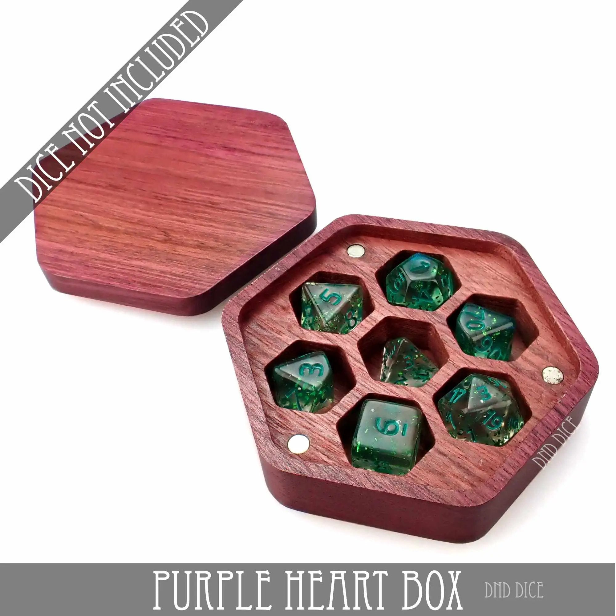 Purple Heart Wood Dice Box by DNDDICE.COM