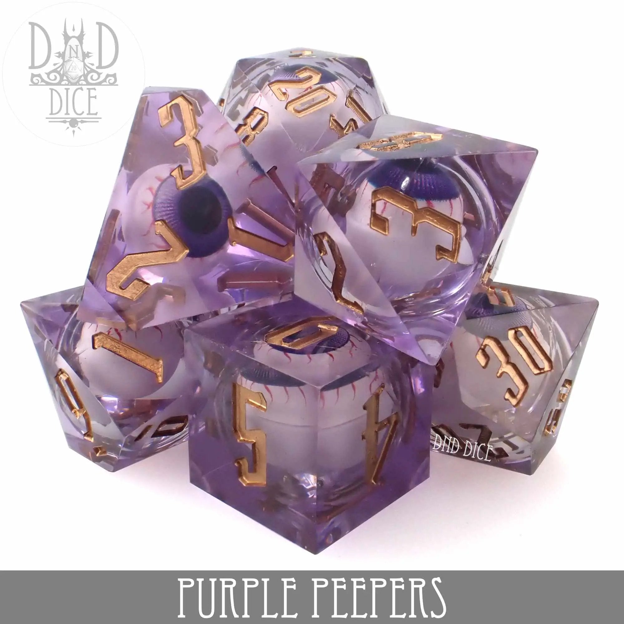 Purple Peepers Liquid Core Dice Set by DNDDICE.COM