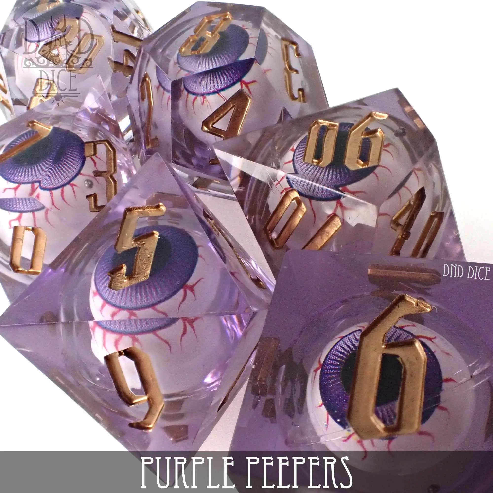 Purple Peepers Liquid Core Dice Set by DNDDICE.COM