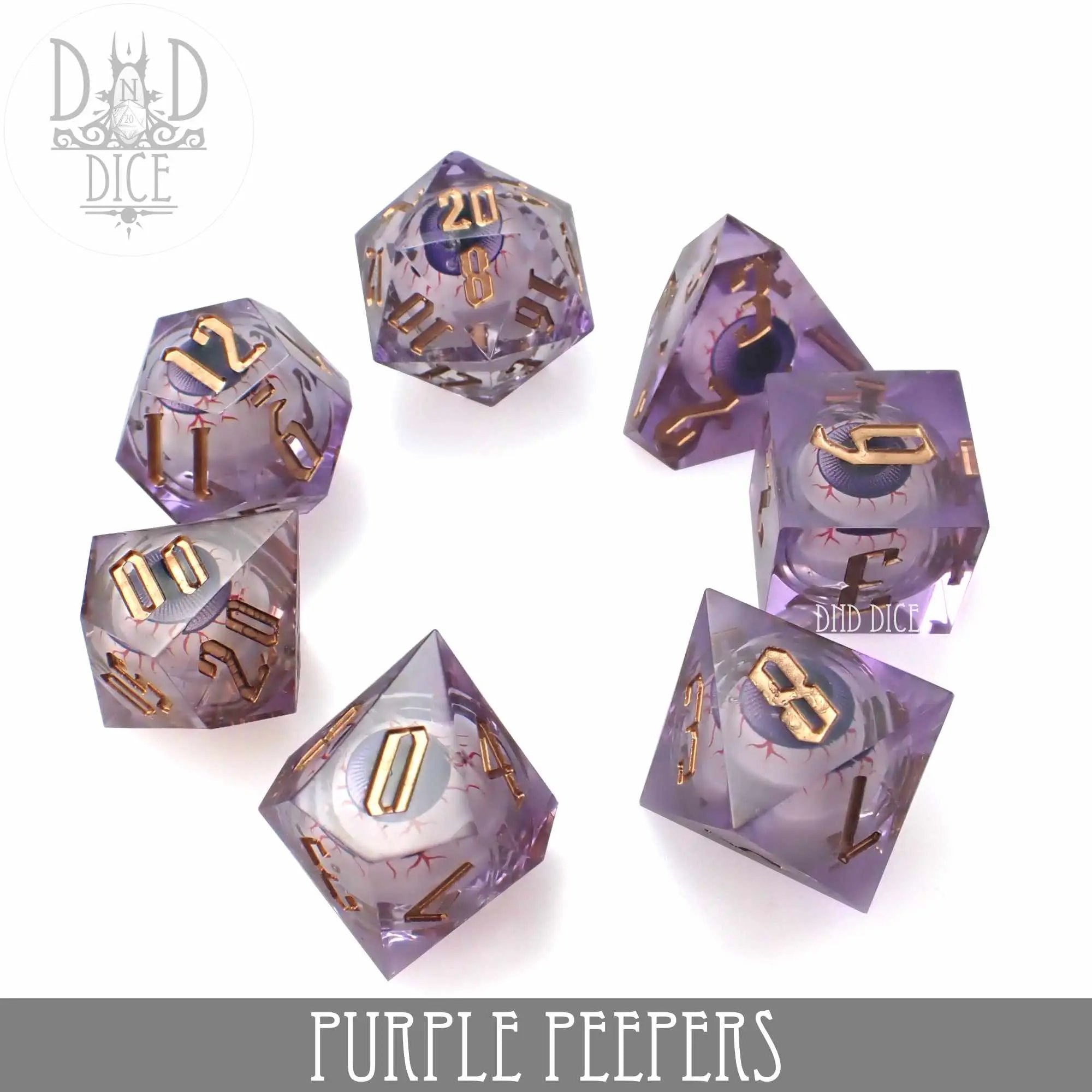 Purple Peepers Liquid Core Dice Set by DNDDICE.COM