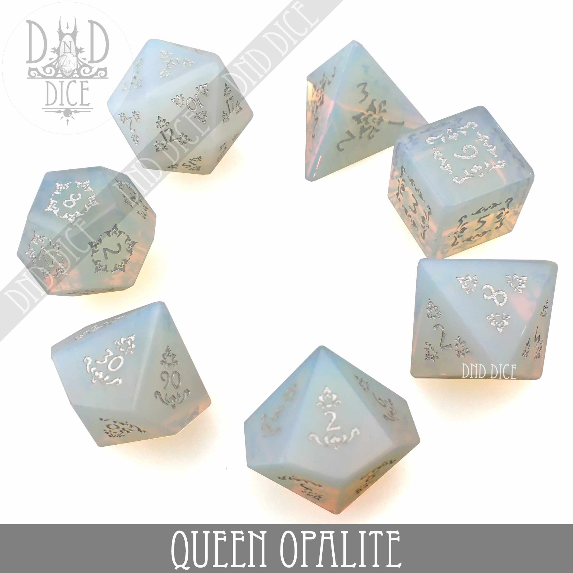 Queen Opalite Dice Set (Gift Box) by DNDDICE.COM