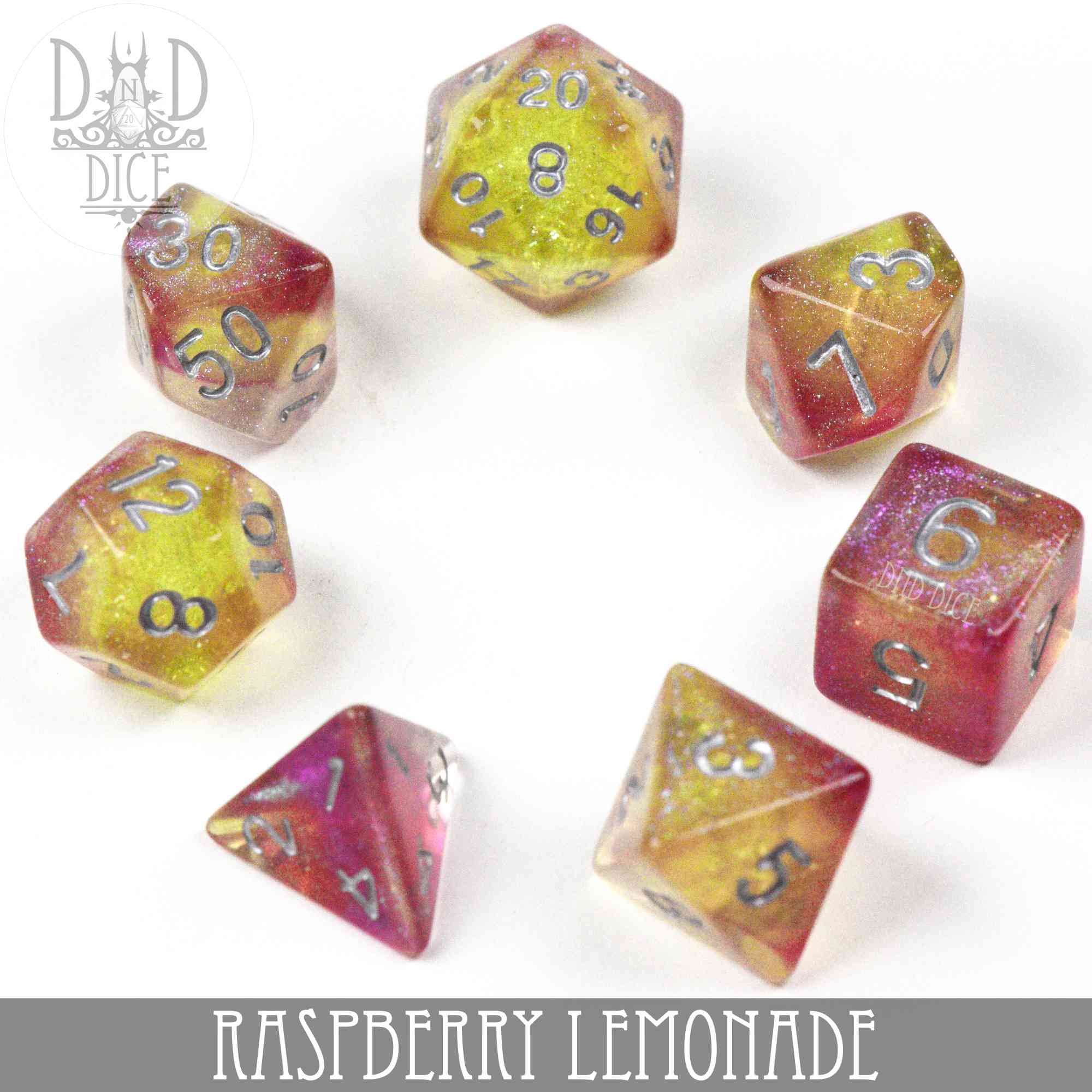 Raspberry Lemonade Dice Set by DNDDICE.COM