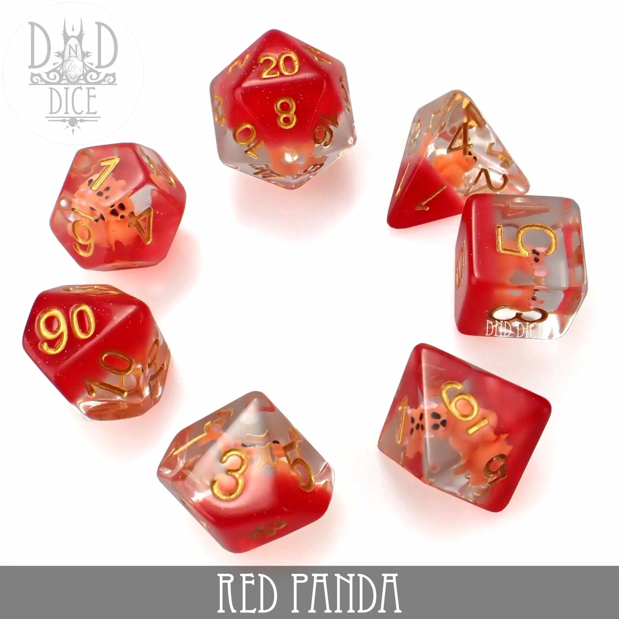 Red Panda Dice Set by DNDDICE.COM