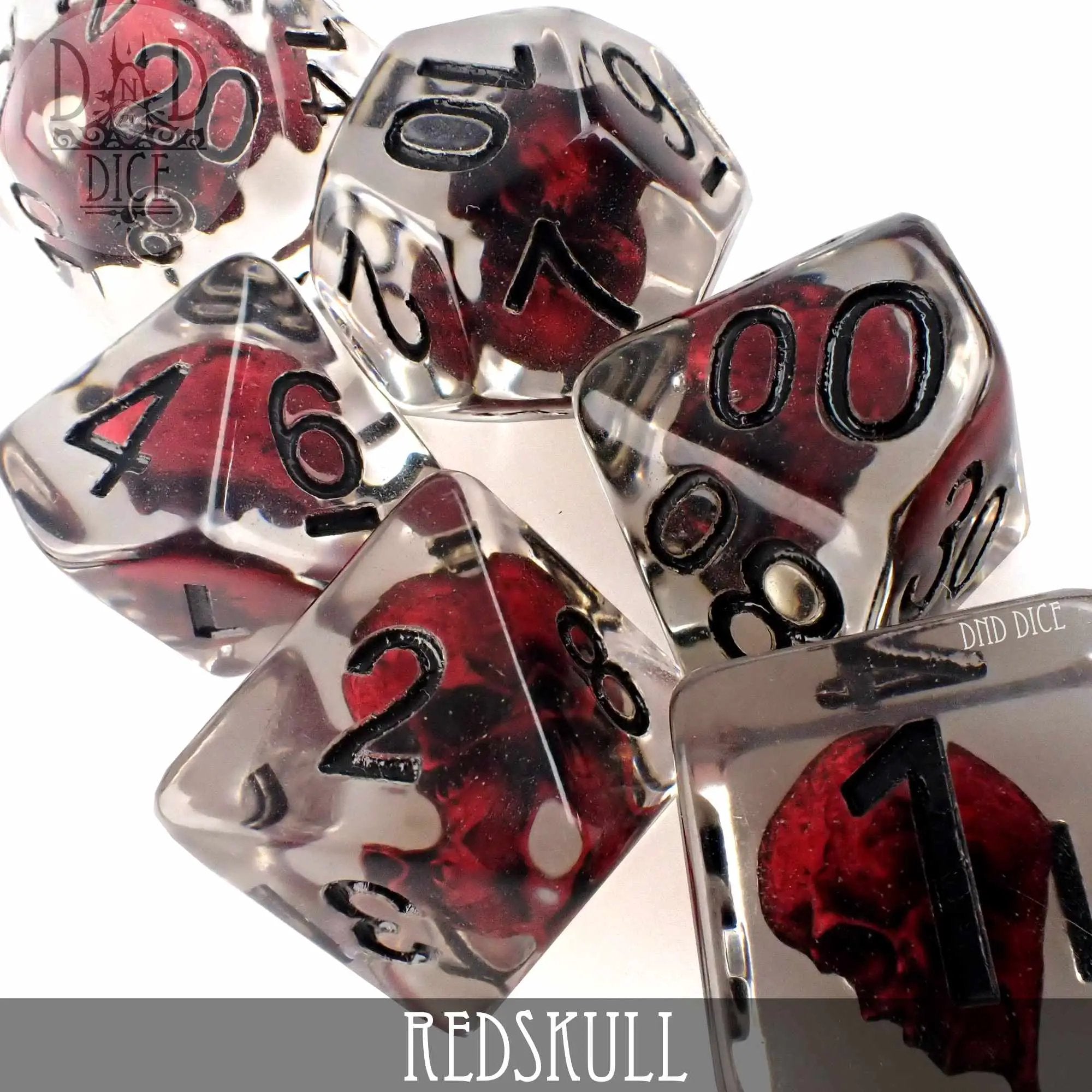 Red Skull Dice Set by DNDDICE.COM