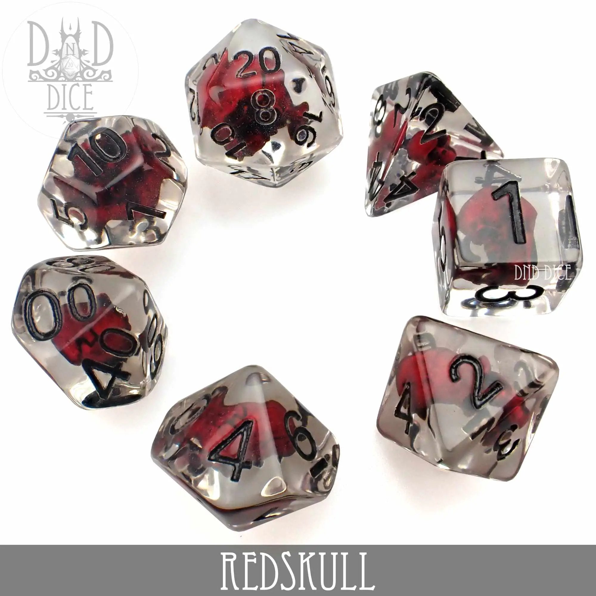 Red Skull Dice Set by DNDDICE.COM