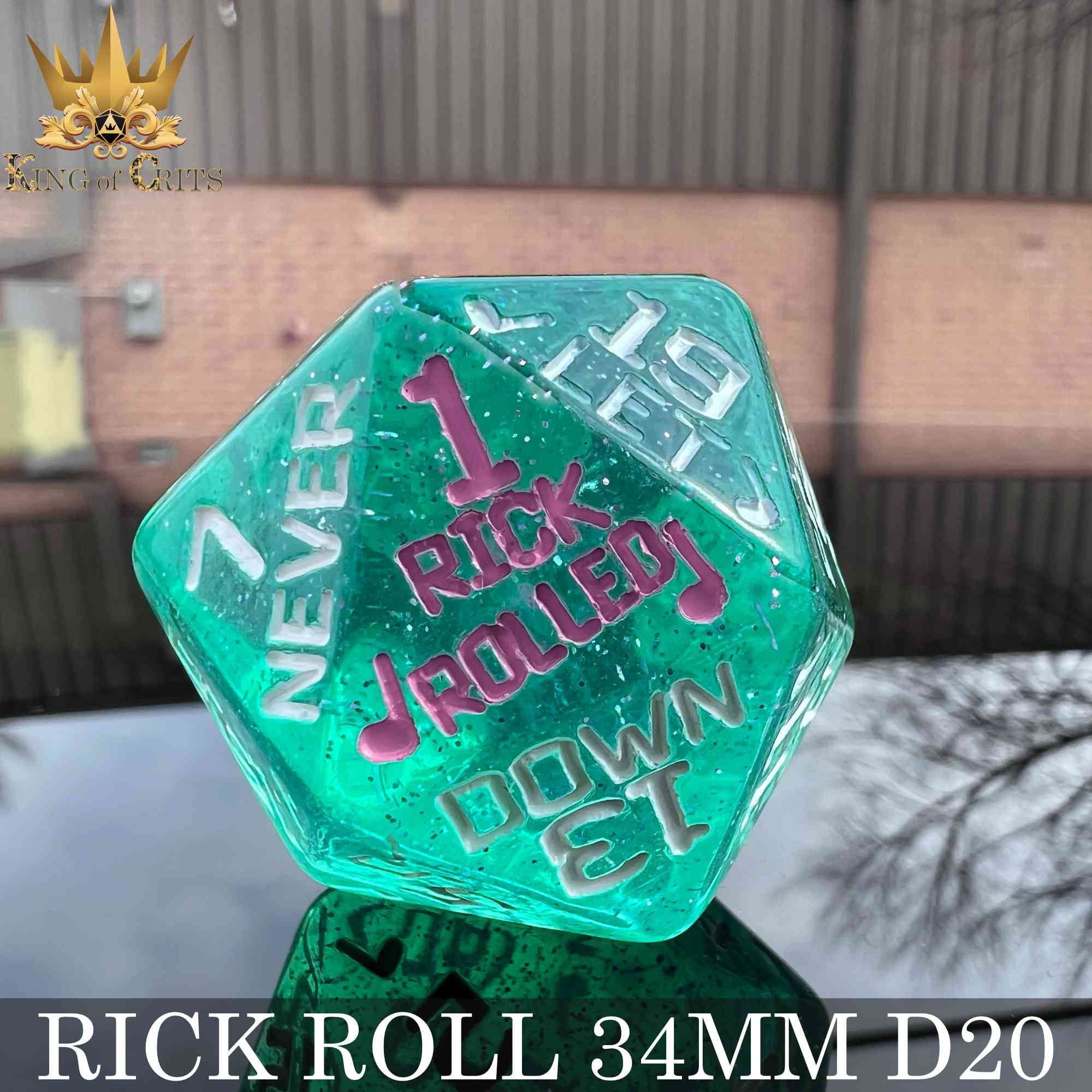 Rick Rolled 34mm D20 by DNDDICE.COM