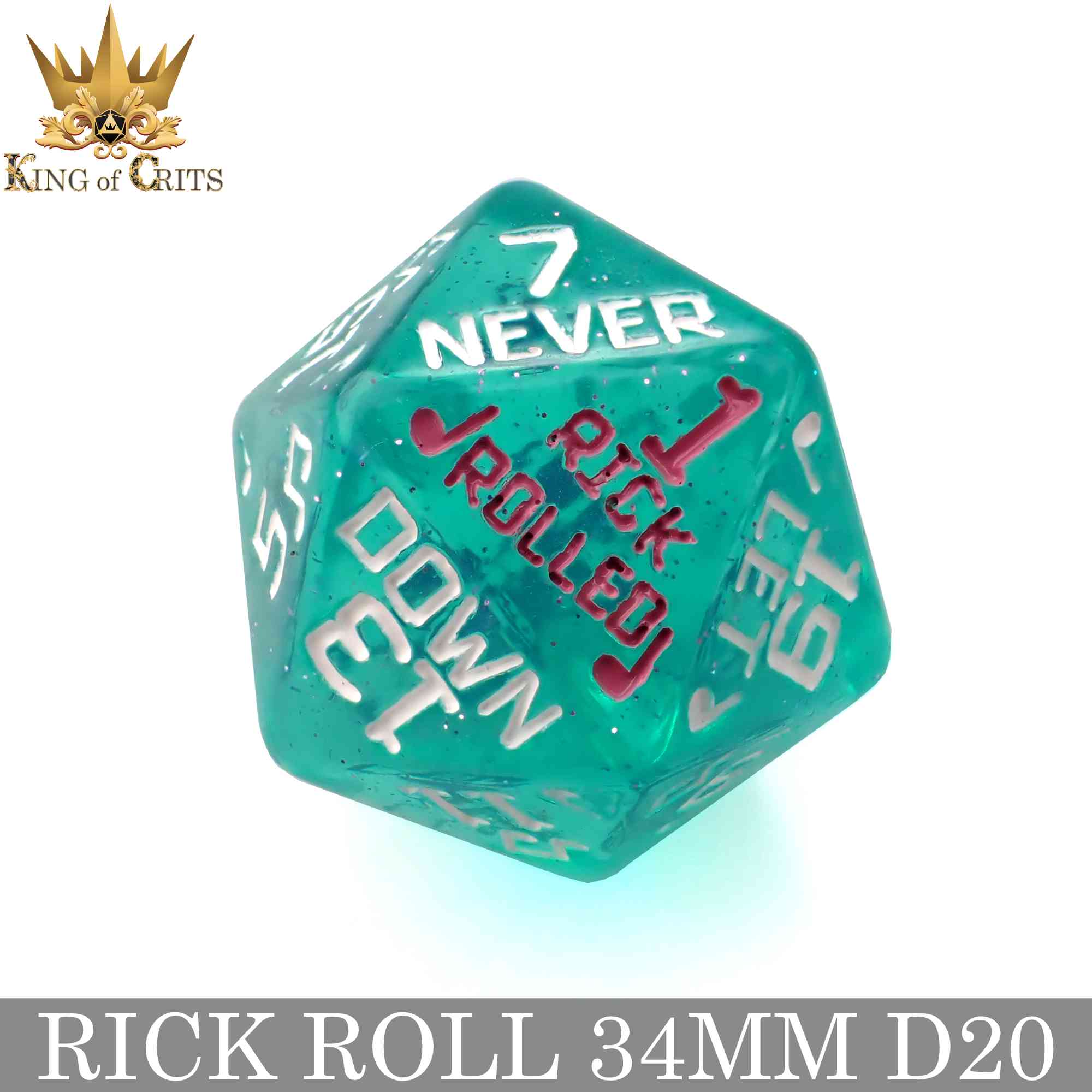 Rick Rolled 34mm D20 by DNDDICE.COM