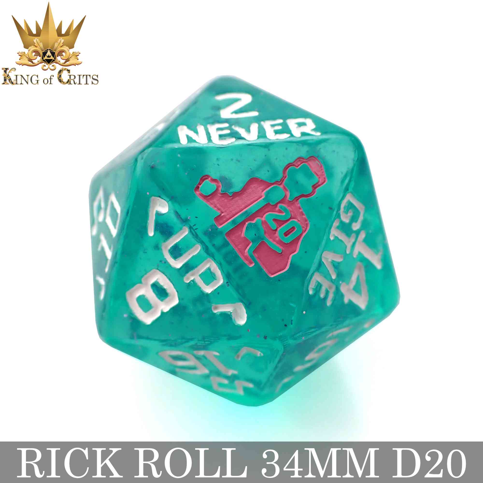 Rick Rolled 34mm D20 by DNDDICE.COM